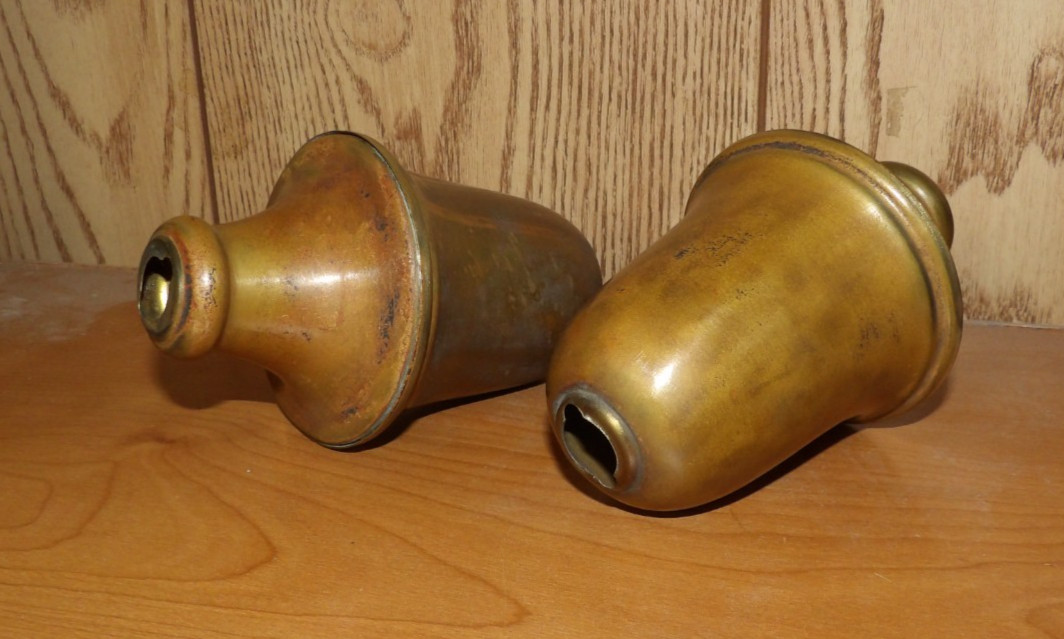 Pair of Vintage Antique Brass Lighting Canopy Bells Lamp Light Parts Only