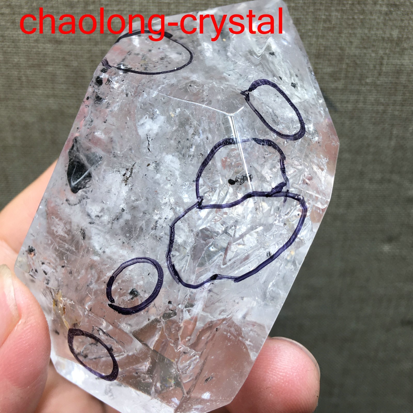 144g Natural 74mm Herkimer Diamond Enhydro healing Crystal Gem&moving water drop
