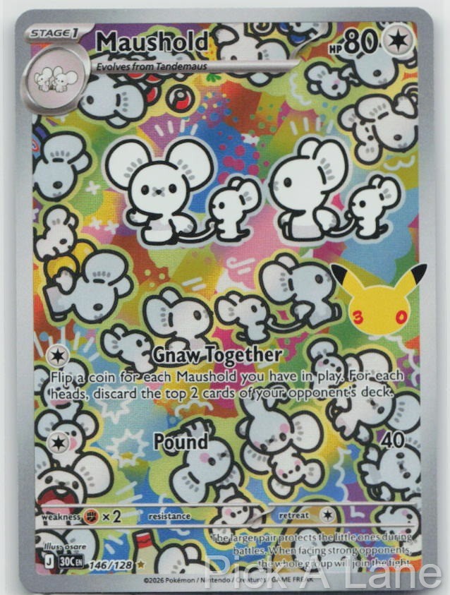 Maushold 146/128 Illustration Rare ME: 30th Celebration Pokemon Holo Near Mint
