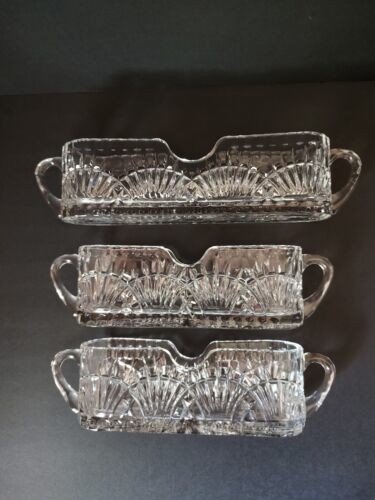 Godinger Shannon Crystal Freedom Buffet Flatware Cutlery Caddy Holders Set Of 3