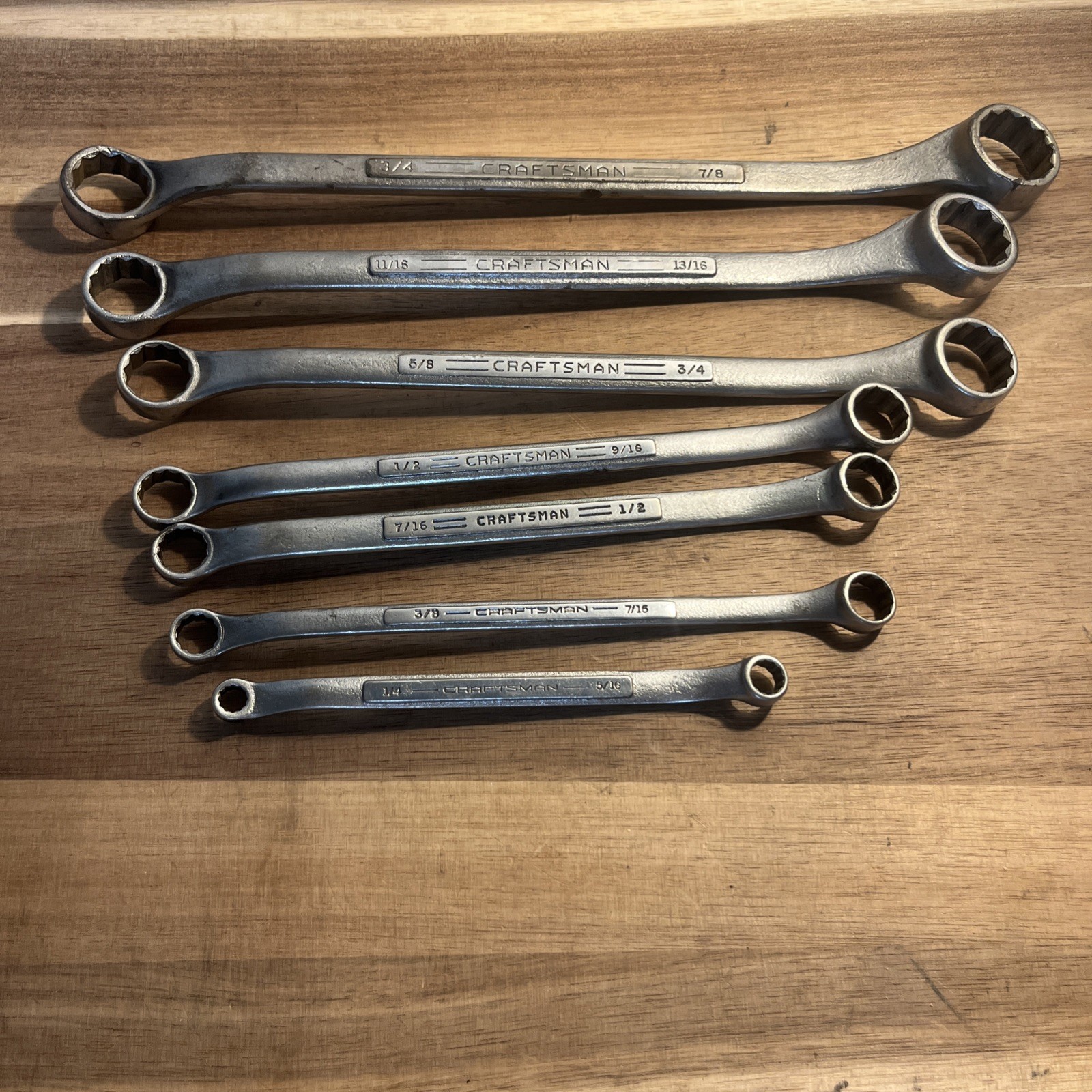 Vtg Craftsman 7 Pc Double Offset Box End Wrench Set 1/4