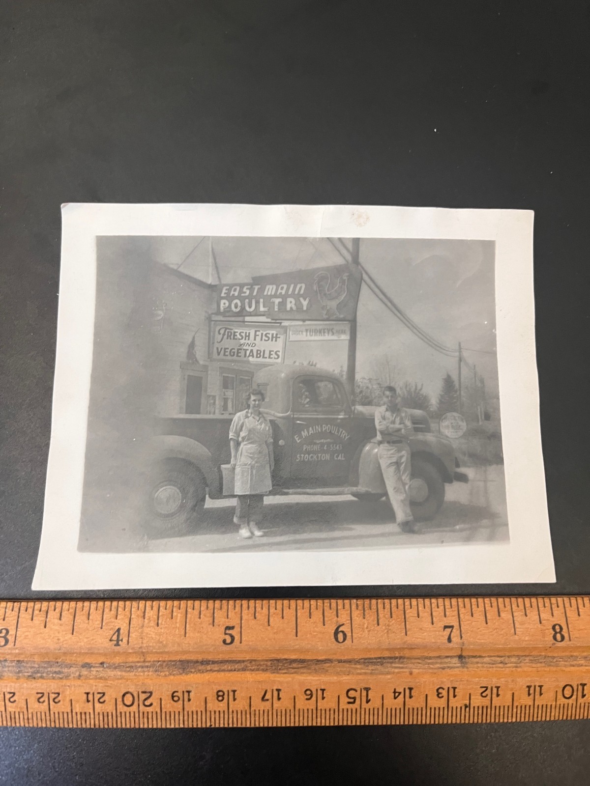 Real Photo Stockton California East Main Poultry Store & Delivery Truck 1930s Real Photo Stockton California East Main Poultry Store & Delivery Truck 1930s