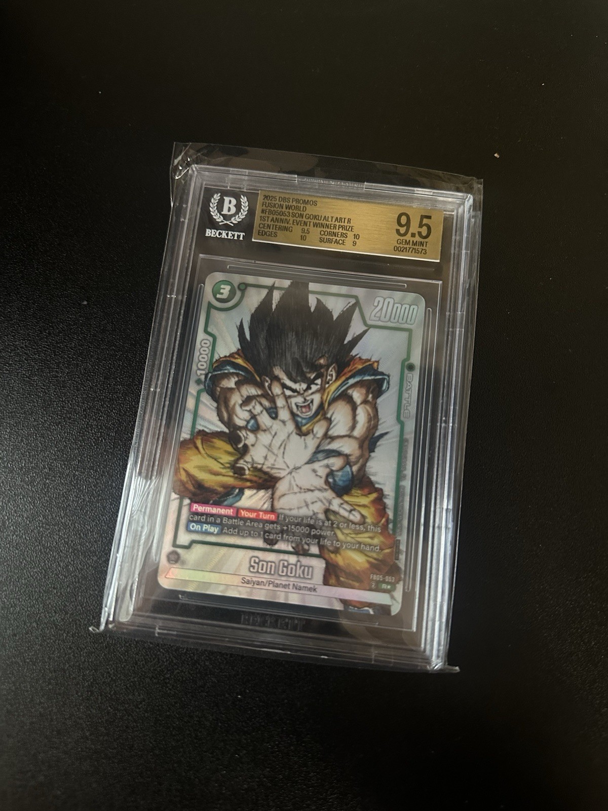 Dragon Ball Super Son Goku Fusion World FB05-053 BGS 9.5 Promo 1st Anv. Winner