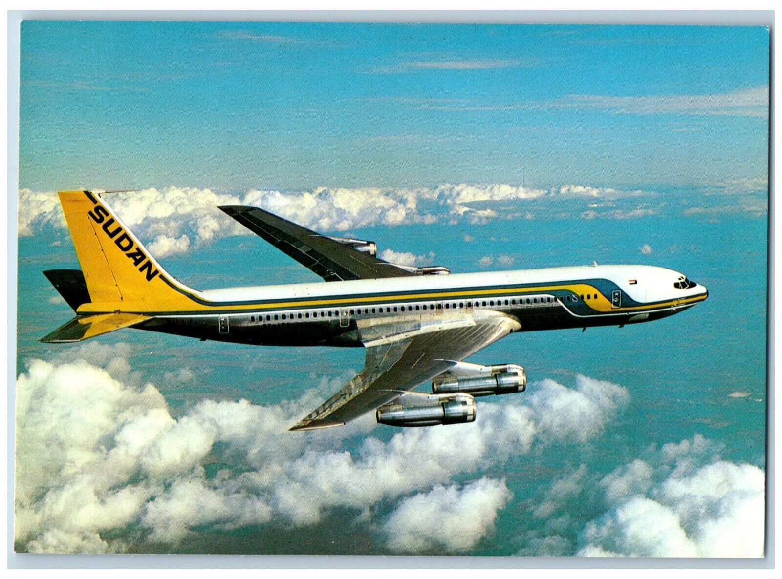 Sudan North Africa Postcard Sudan Airways Boeing 707-3JBC Blue Nile c1960\'s