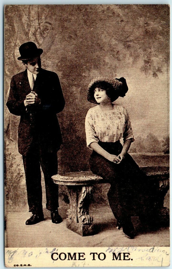 Postcard - Come to me - Love/Romance Greeting Card - Old Picture of a Couple