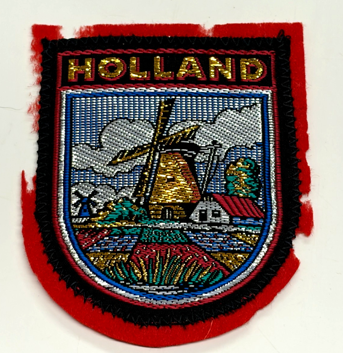 Vintage Dutch Windmill Holland Fabric Patch c1970s
