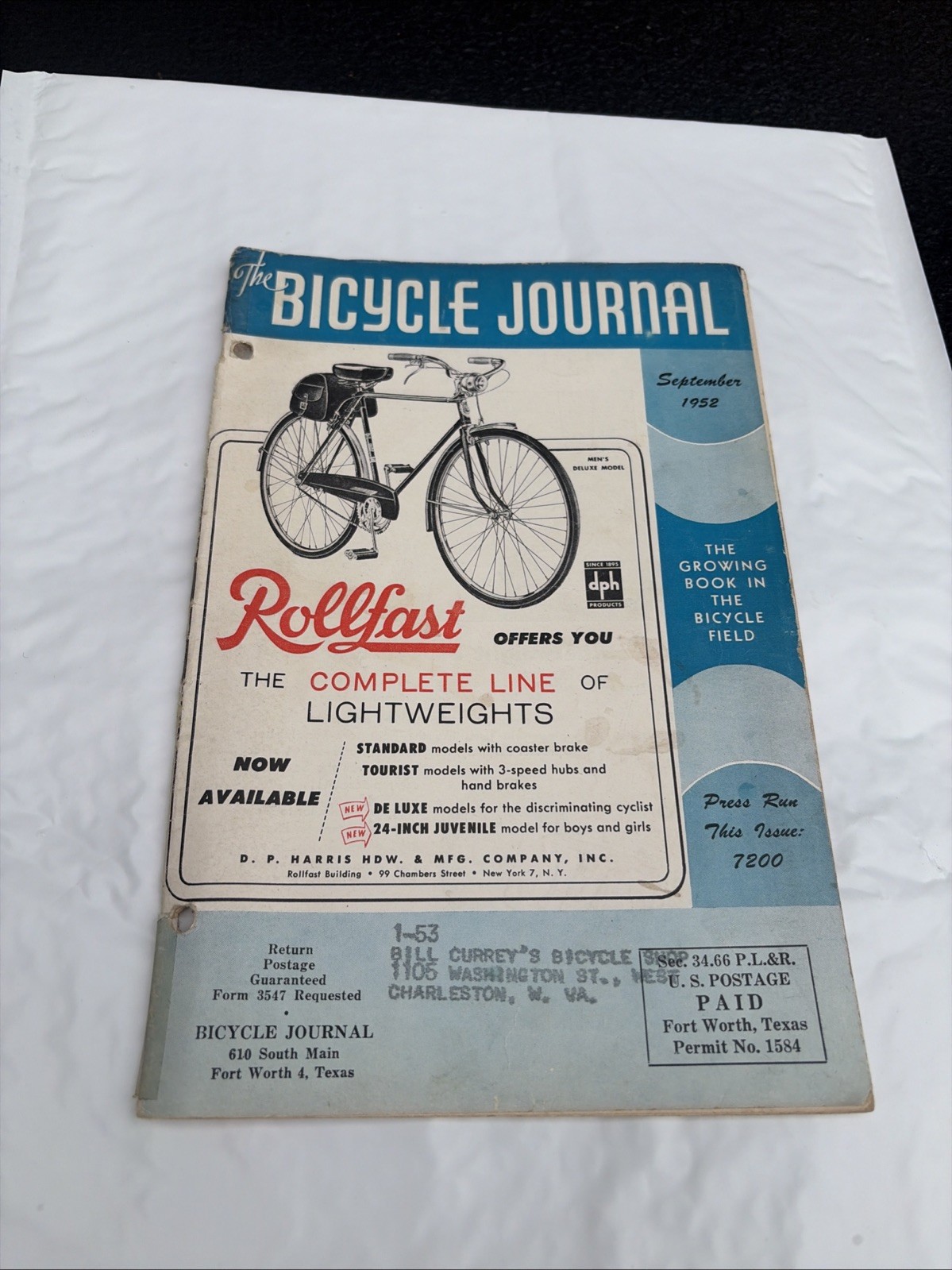September 1952 The Bicycle Journal ROLLFAST 