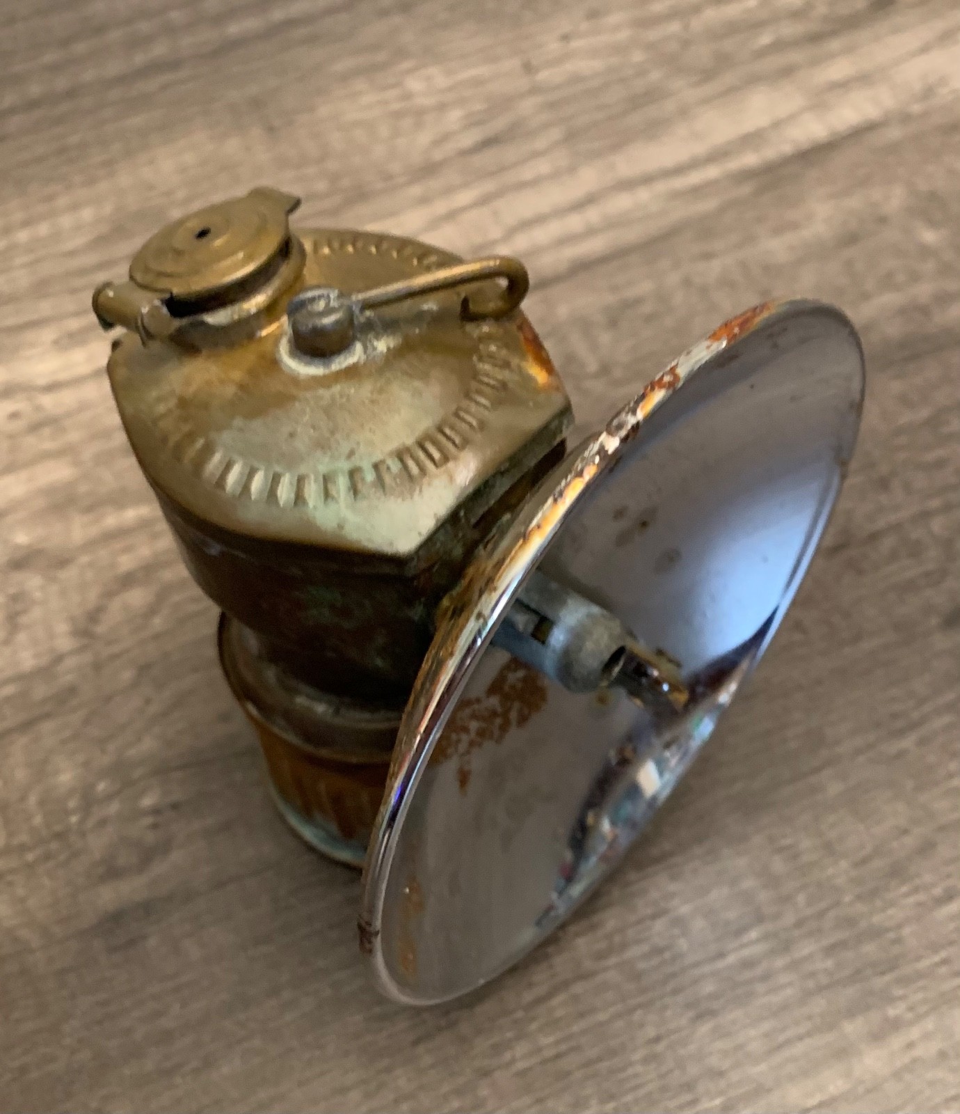 Vintage Justrite  Brass Carbide Miners Lamp  USA Mining