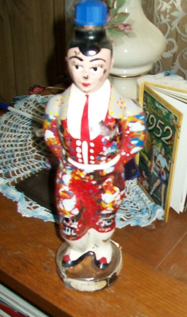 vintage Portugal  Alado wine man shaped bottle 11 in. painted