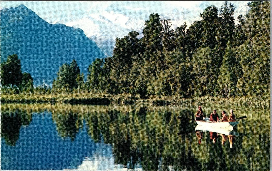 Vtg Beautiful Lake Mathieson Westland South Island New Zealand Postcard