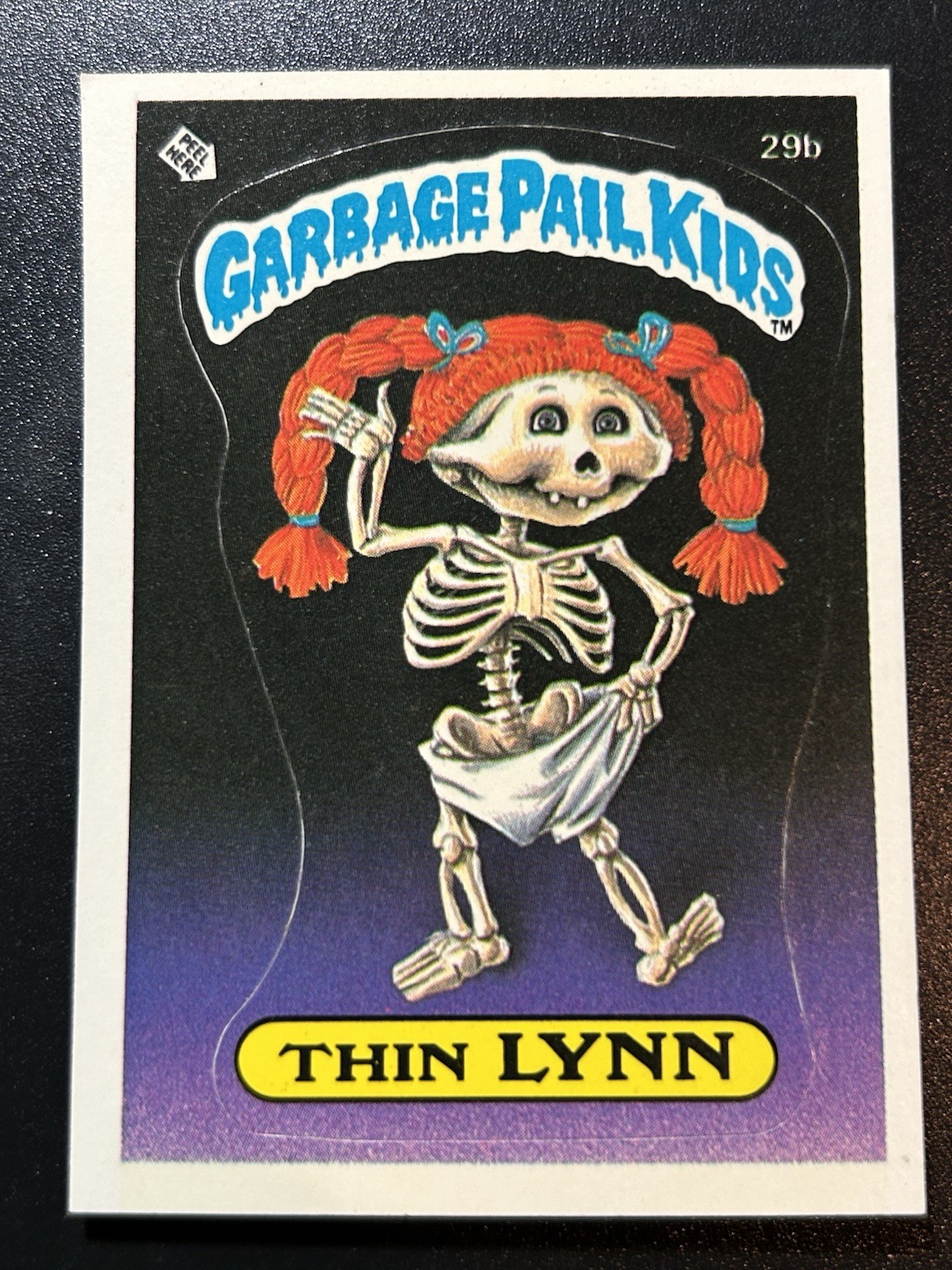 1985 Topps Garbage Pail Kids GPK Card First Series 1 OS1 Matte 29b Thin Lynn 1985 Topps Garbage Pail Kids GPK Card First Series 1 OS1 Matte 29b Thin Lynn