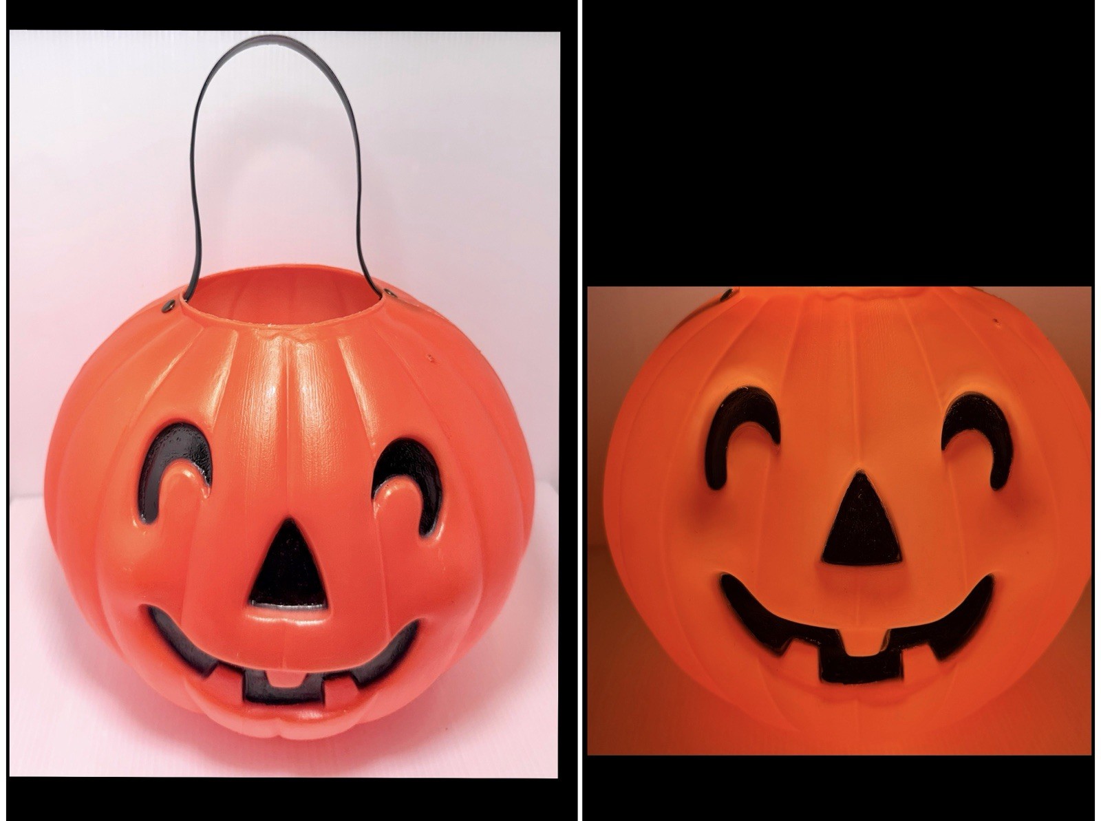 Vintage 1967 Liberty Plastic Blow Mold Jack O Lantern Halloween Candy Bucket JOL