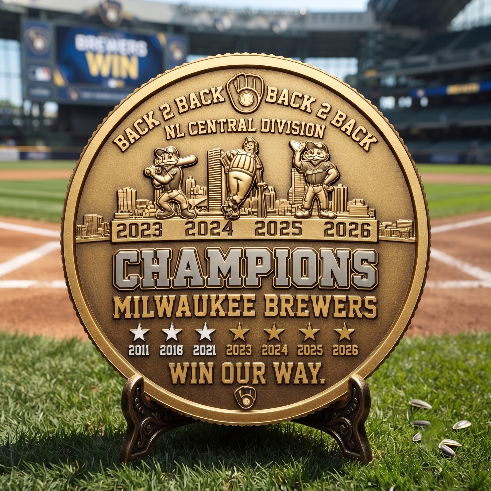 Milwaukee Brewers NL Central Champs 2026 Commemorative Coin Challenge Token Gift