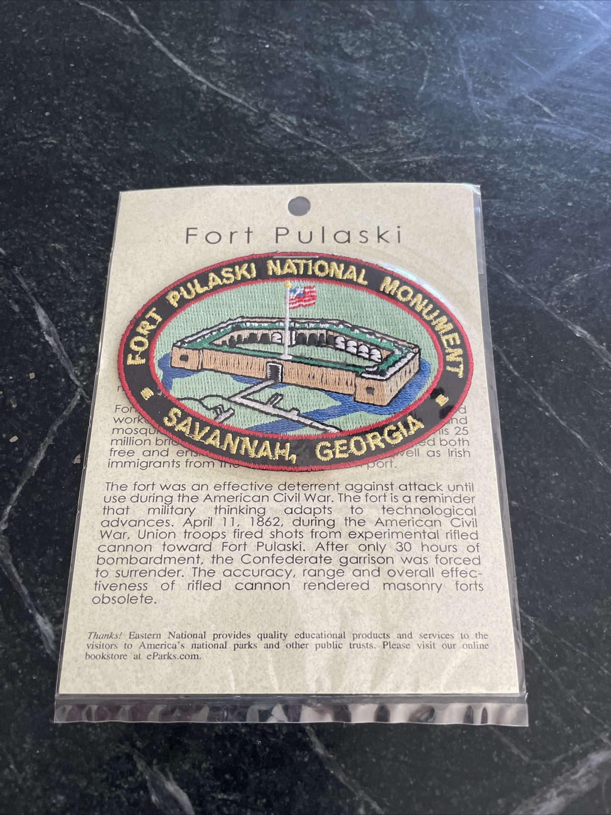 Fort Ft. Pulaski Monument Savannah GA Georgia PATCH Iron ON 3” RARE LOGO Vtg