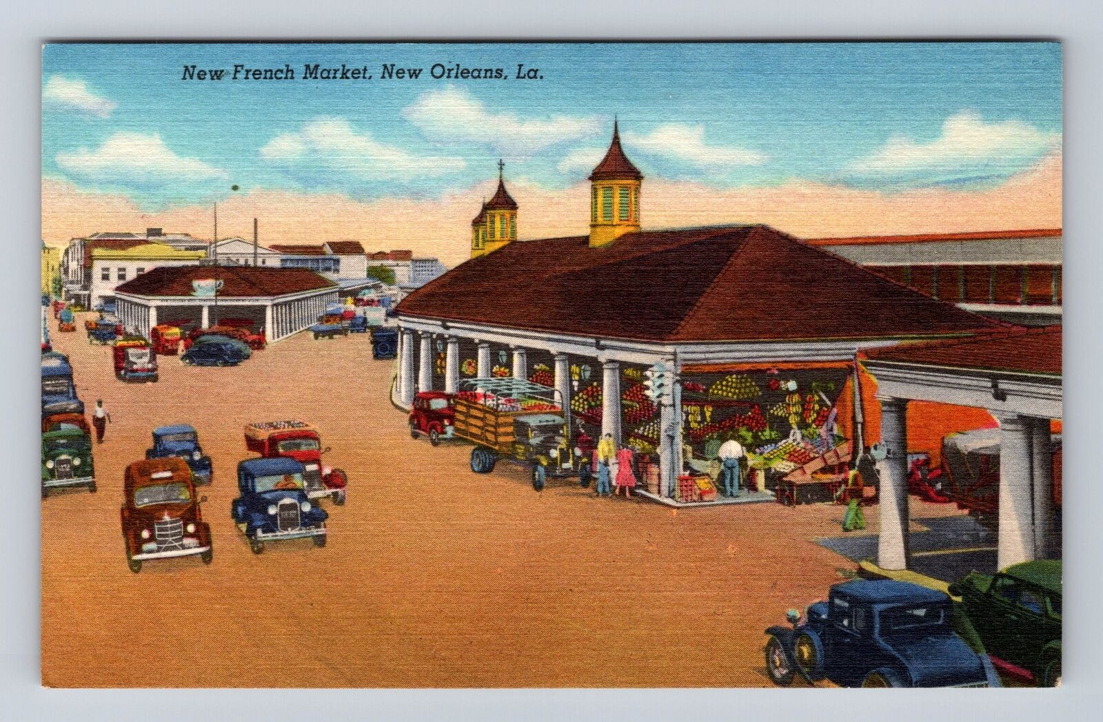 New Orleans LA-Louisiana, New French Market, Antique Vintage Souvenir Postcard