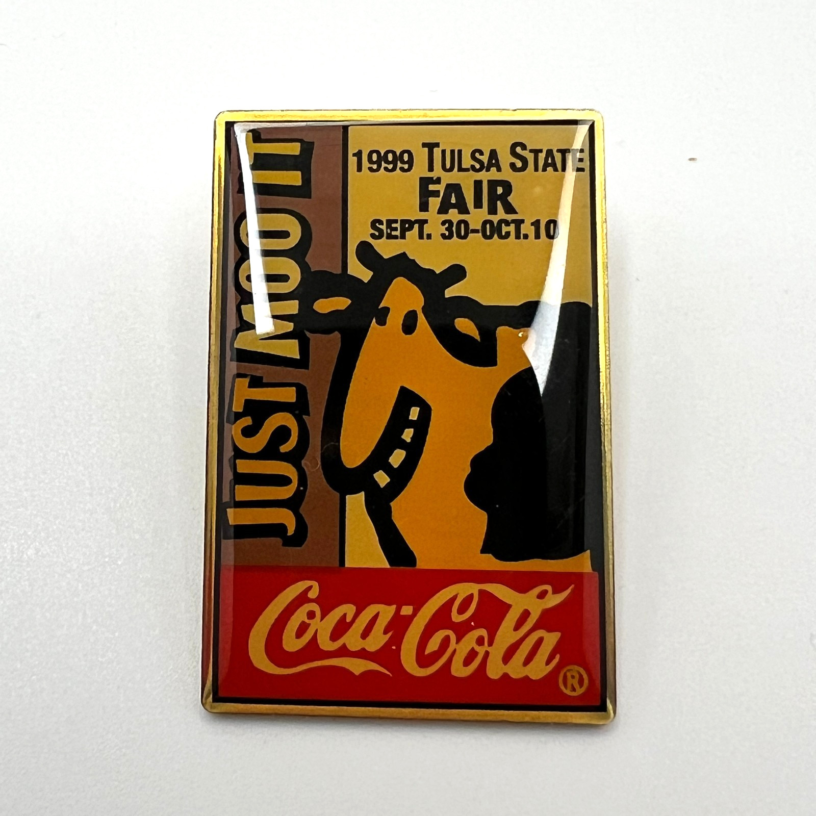 Tulsa State Fair 1999 Just Moo It Commemorative Lapel Pin #2 Travel Souvenir
