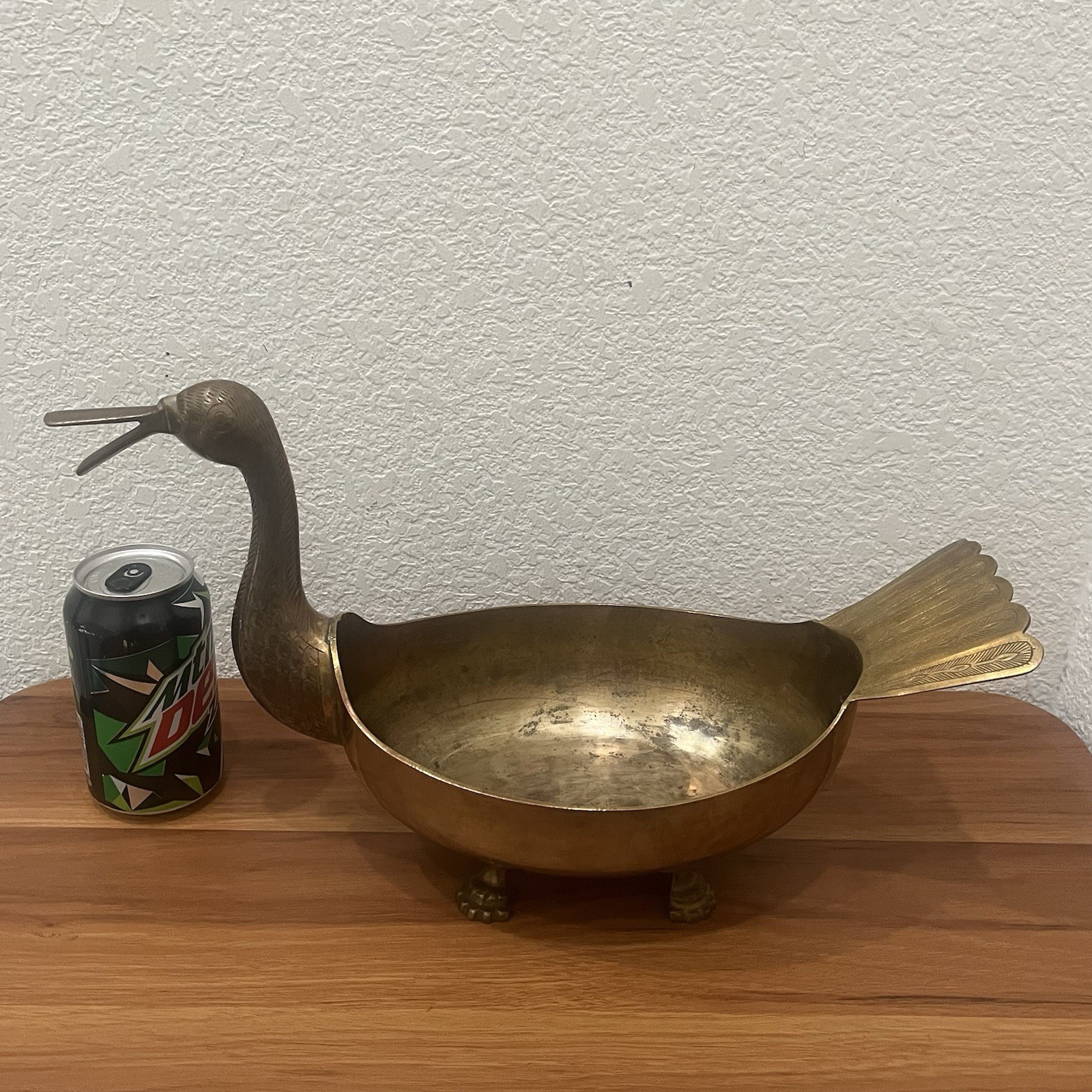Vintage Large Brass Duck Bowl Centerpiece Dish Decor 16\