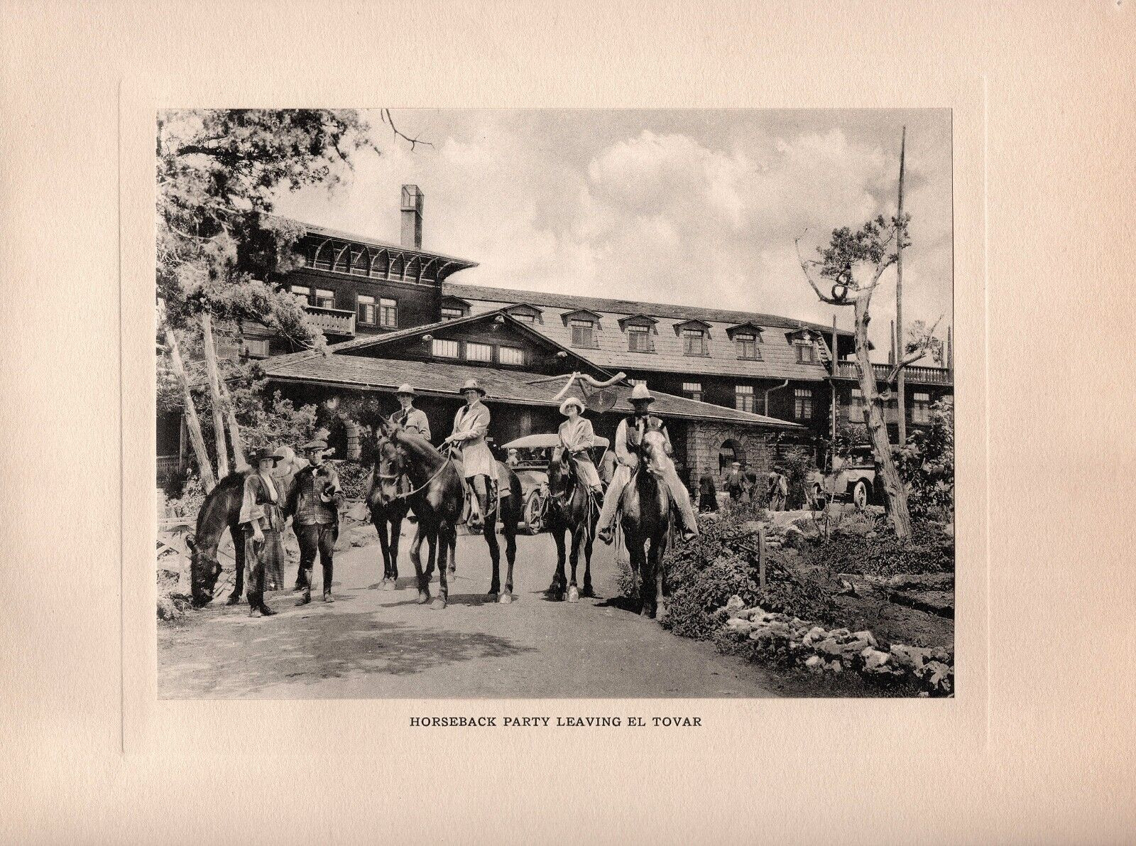1910 Photogravure, Horseback Party Leaving El Tovar, Grand Canyon,  Karl Moon