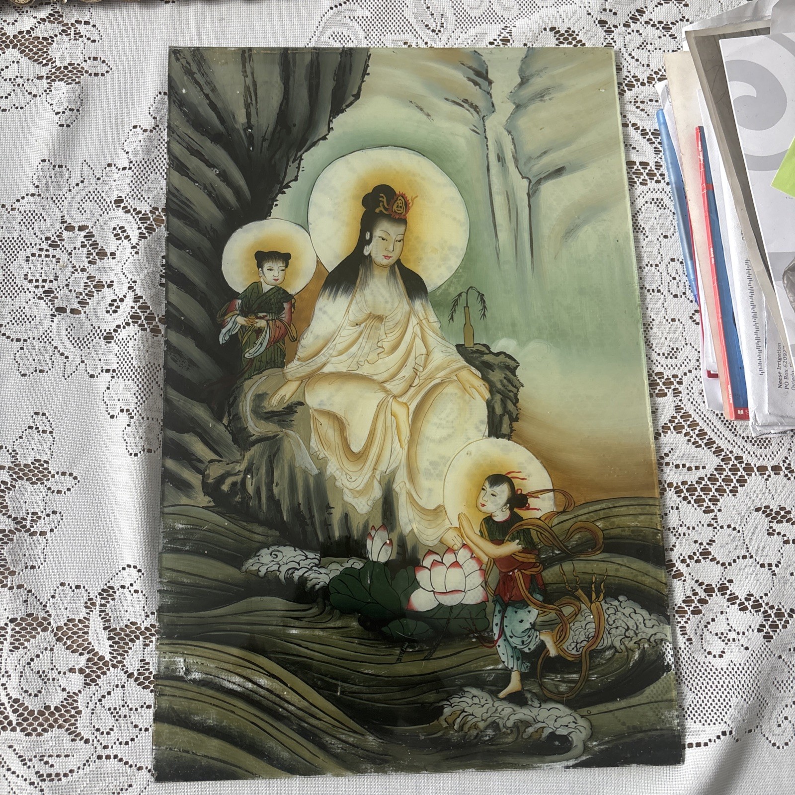 Antique Chinese Export Reverse Glass Painting early 19th century Antique Chinese Export Reverse Glass Painting early 19th century