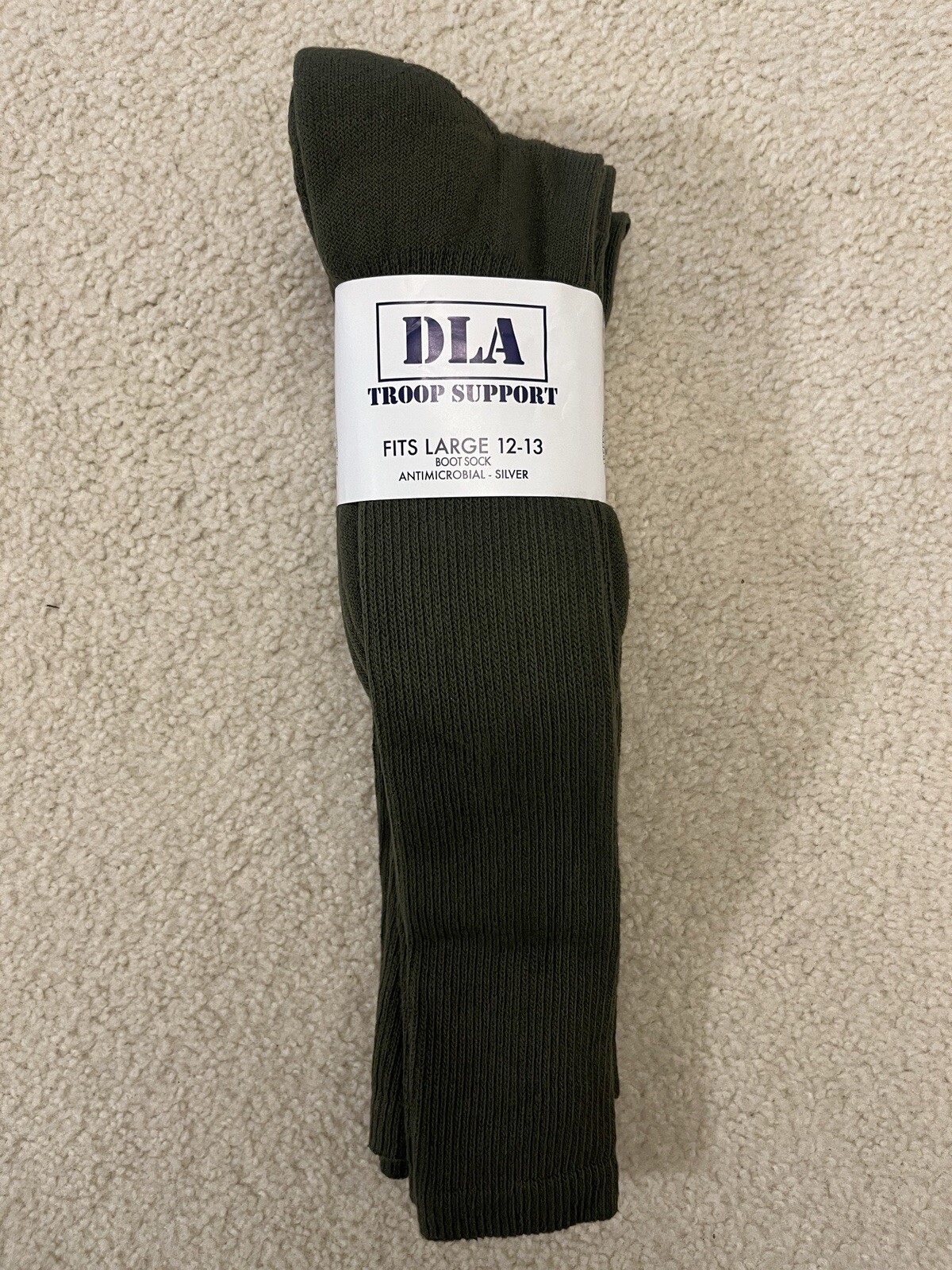 USGI OD Green Anti-Microbial Socks 3-PAIRS DLA Boot Socks Size Large BRAND NEW