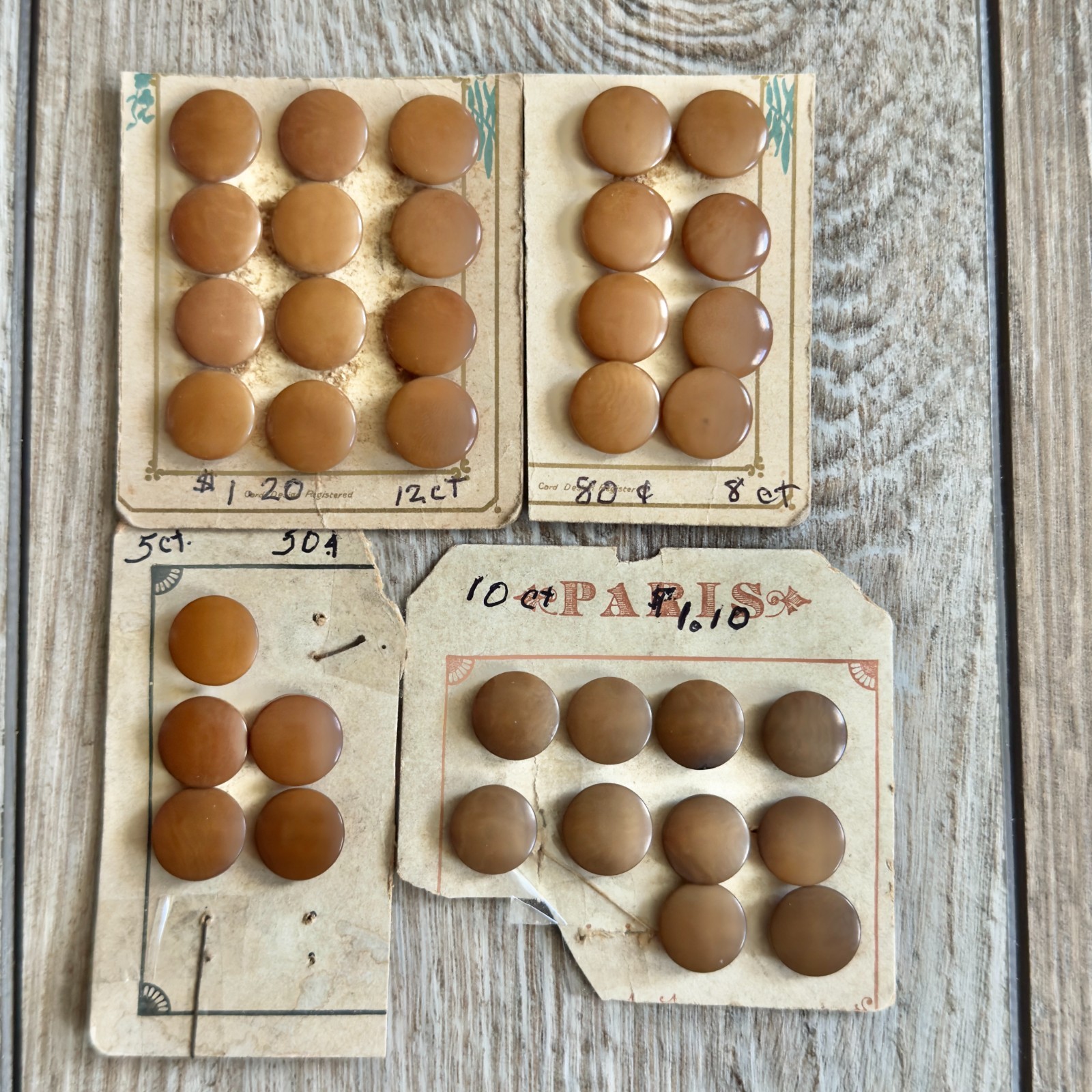 Vintage Vegetable Ivory Buttons Whistle Self Shank Carded Lot
