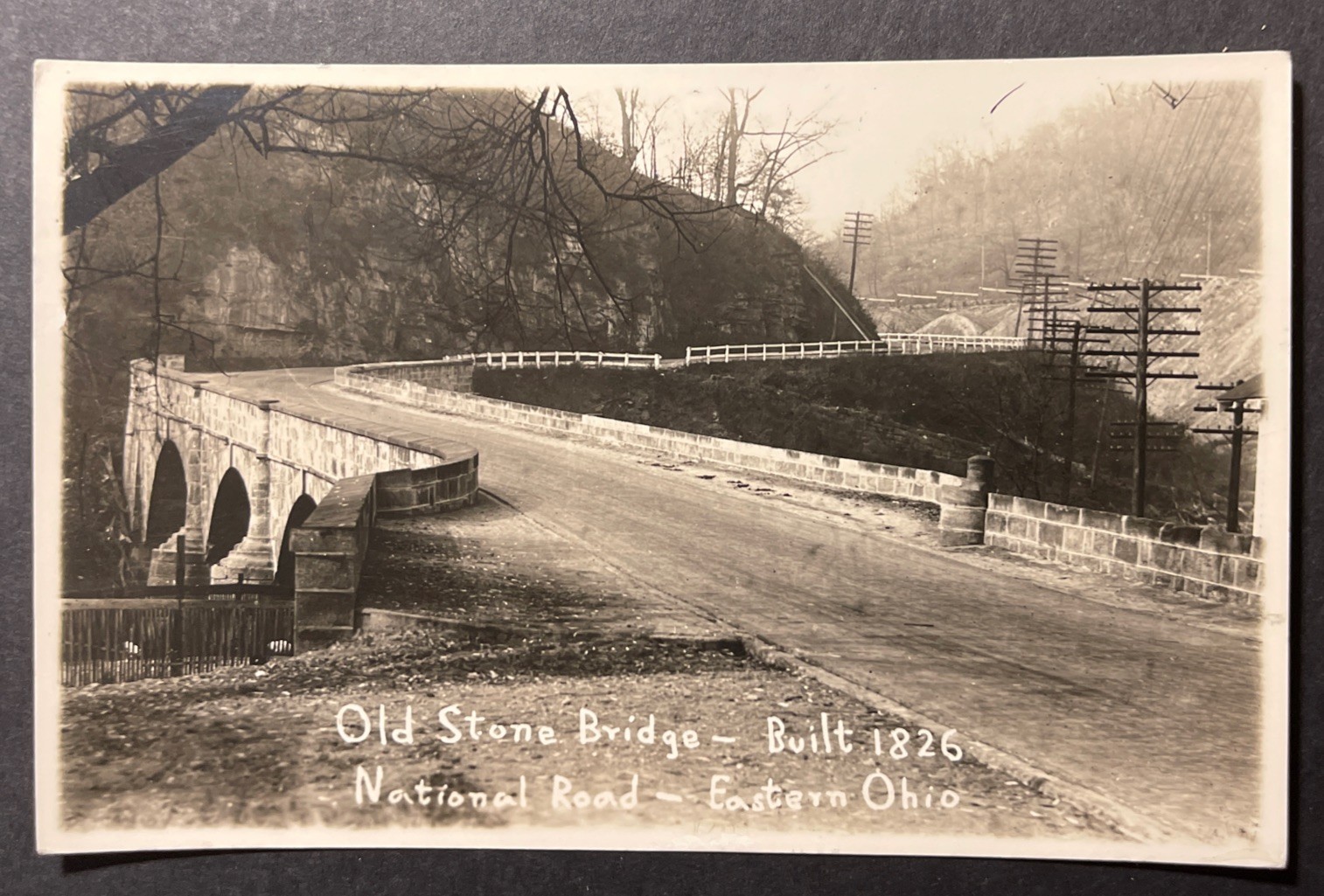 Old Stone Bridge 1826 National Road Eastrn Ohio RPPC AZO Farren’s St Clairsville