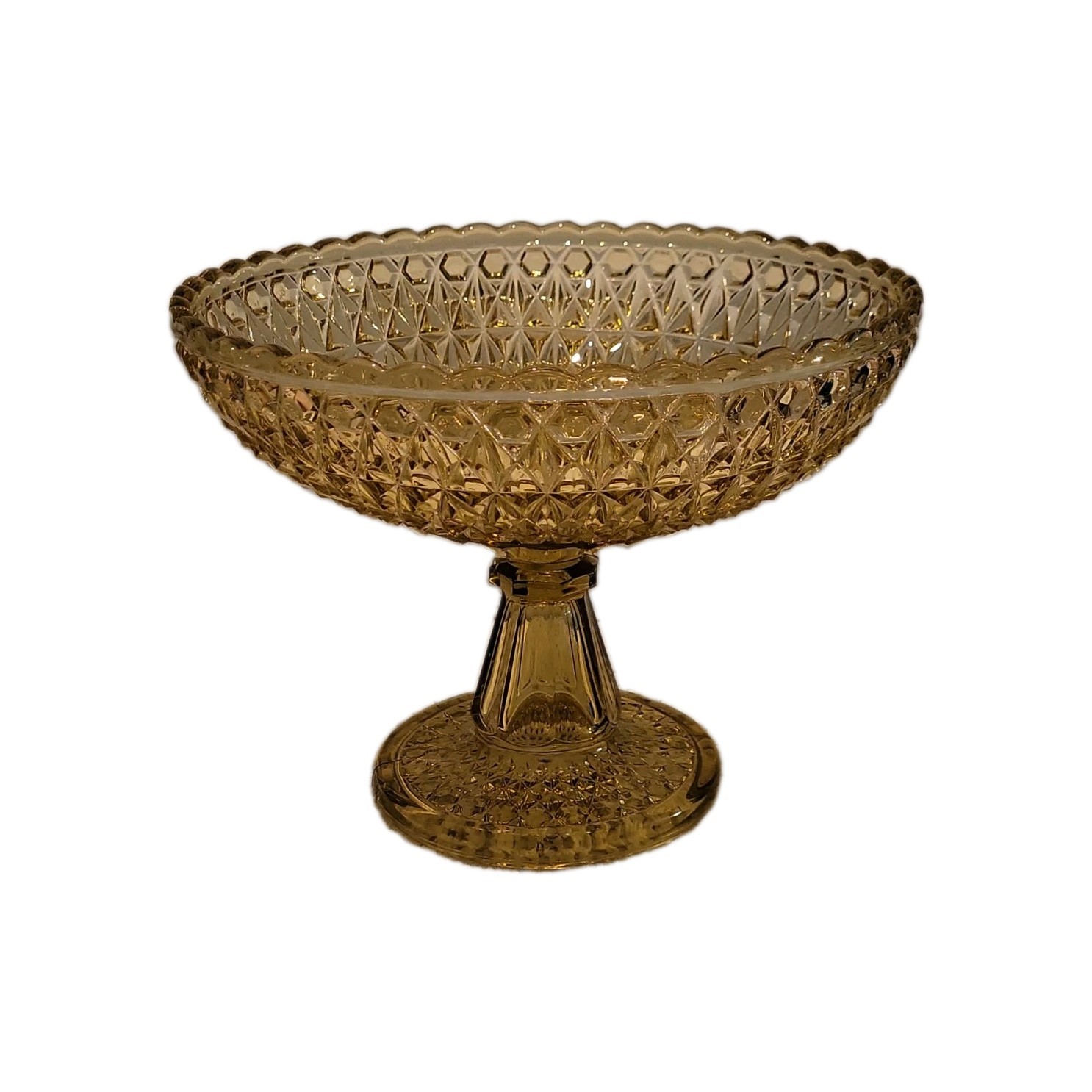 ArtDeco Central Glass Works Canary Yellow Pedestal Console Footed Bowl  775 Rare