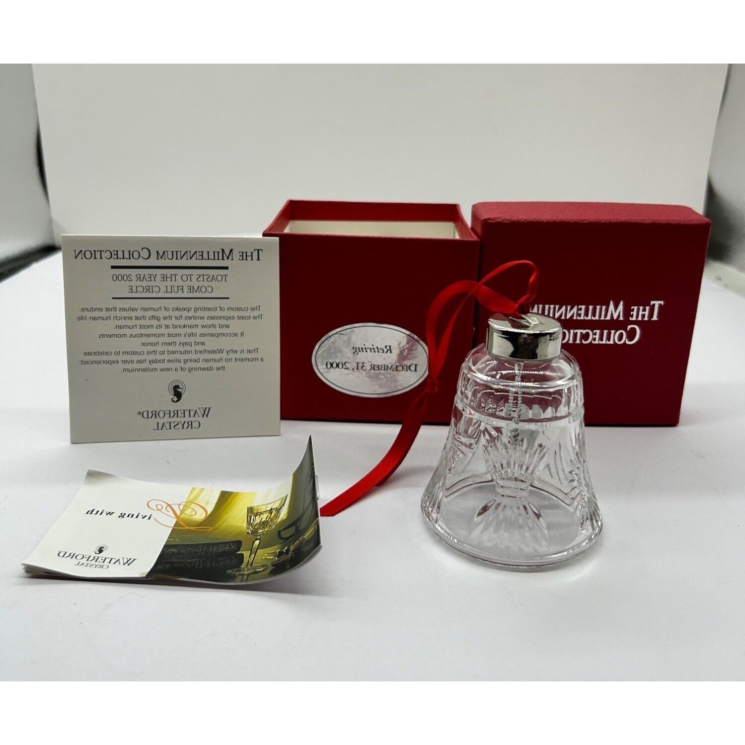 Waterford Crystal Millennium Collection Bell Ornament Year 2000 5 Toasts MIB