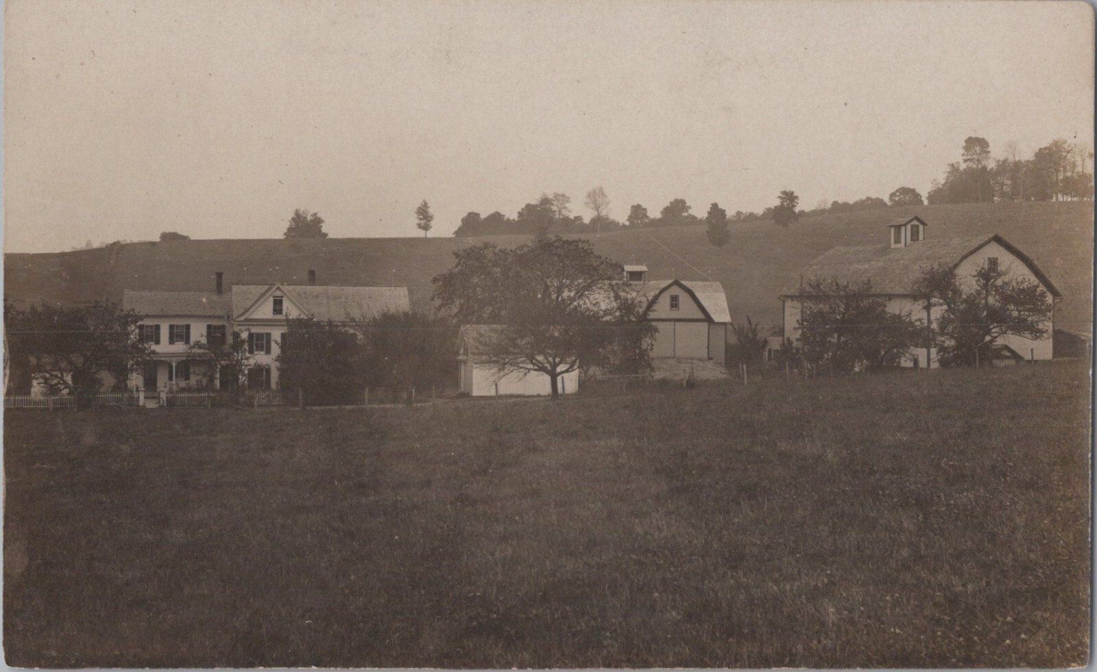 Scenic View Barns Farm Farmhouse House Home RPPC Photo Postcard