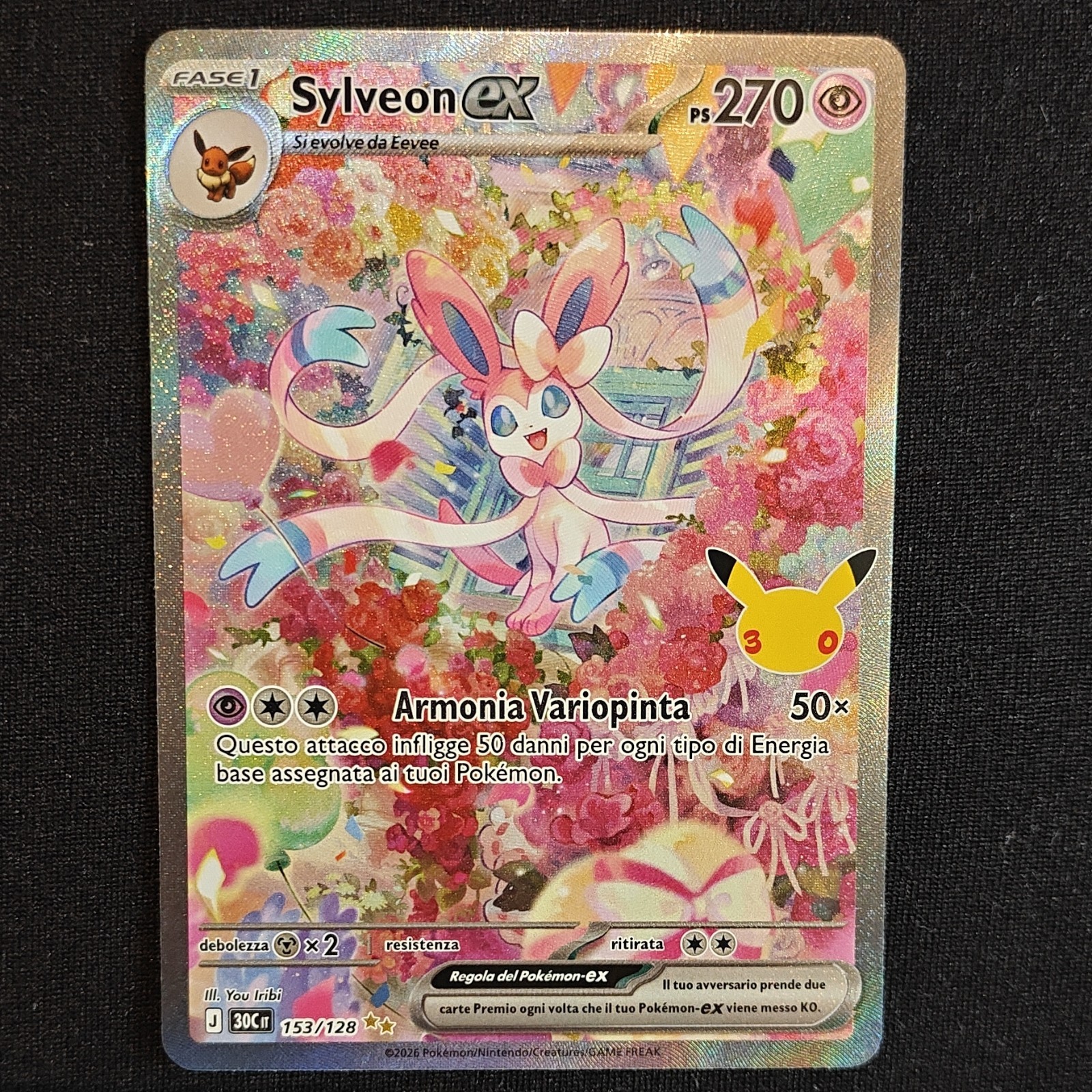 Pokemon Sylveon EX 153/128 - 30th Anniversary Pokemon - ITA NM