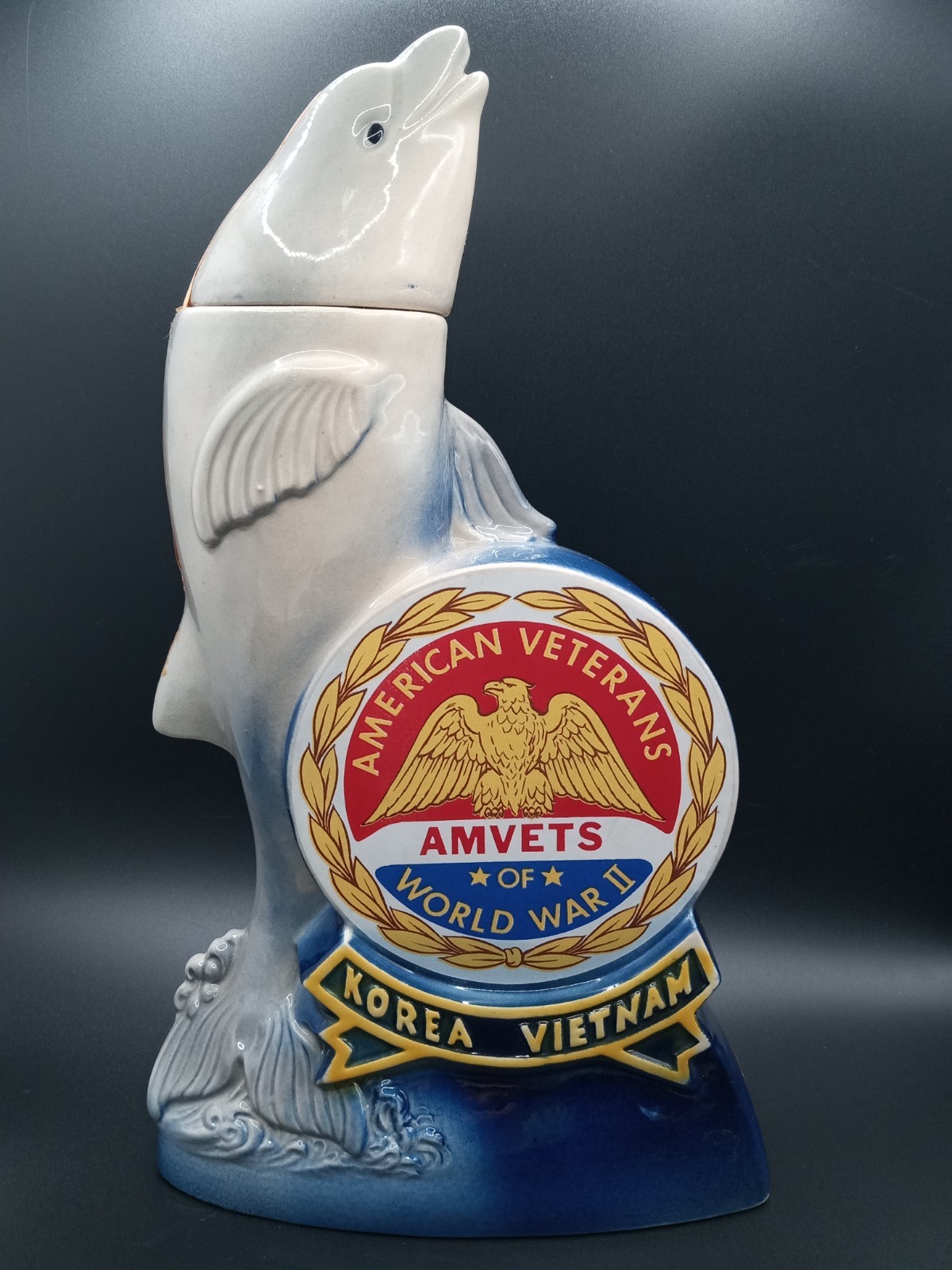 AMVETS American Veterans World War II Dolphin Decanter Korea Vietnam Ezra Brooks