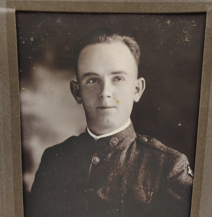 WWI Era Soldier Mounted Photo Military Portrait PETER AFTER WAR Waterloo IA