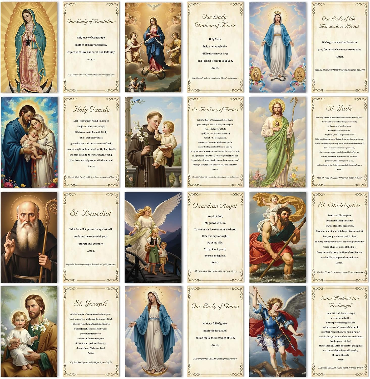 Catholic Prayer Cards Sets - 240 Pcs Religious Holy Prayer Cards Gifts Catholic