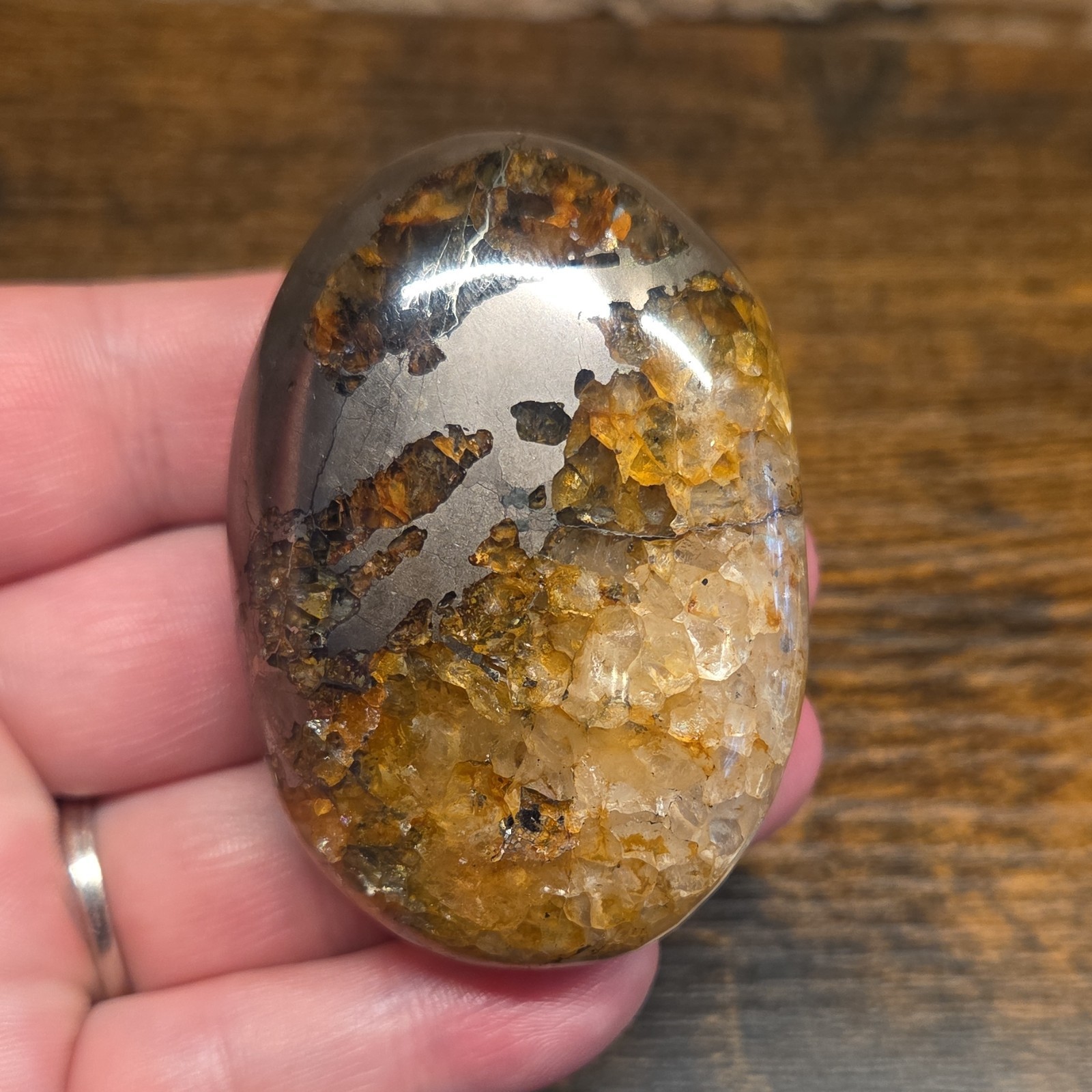 Lions Gate Quartz Palmstone, Golden Healer Quartz And Pyrite, Rare Find, L#26 Lions Gate Quartz Palmstone, Golden Healer Quartz And Pyrite, Rare Find, L#26