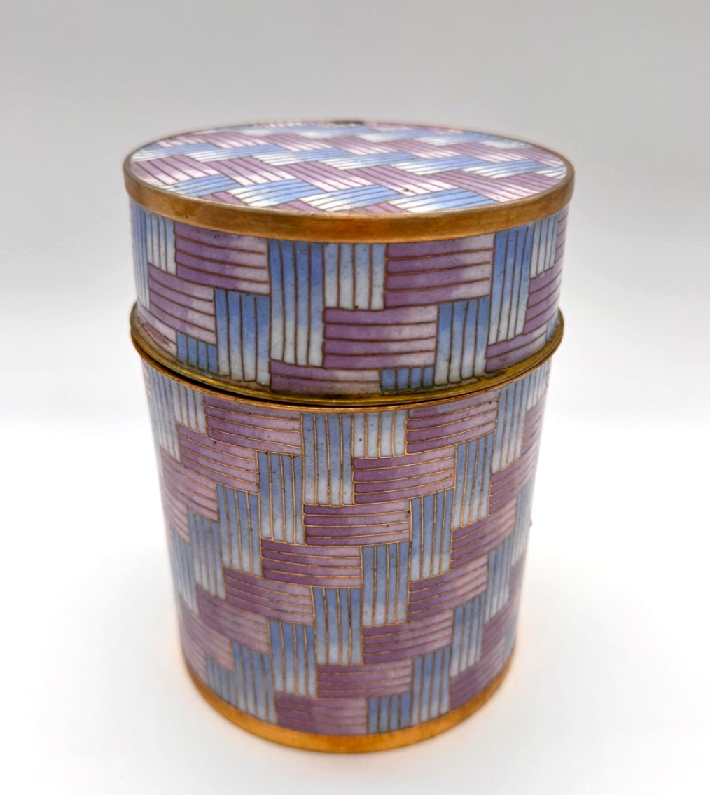 Fabienne Jouvin Paris - Geometric Cloisonne Enamel Lidded Jar Tea Pot 1970s