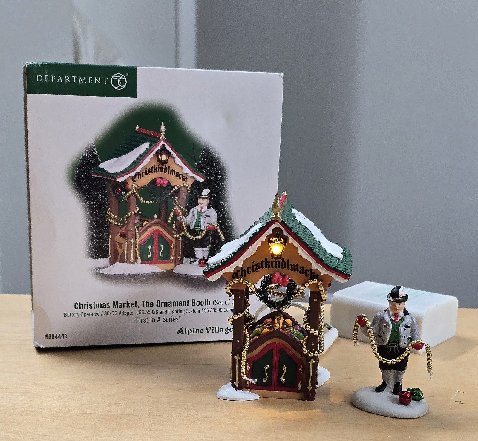 Dept 56 Alpine Village Christmas Market The Ornament Booth 2 pcs #8014441 in Box