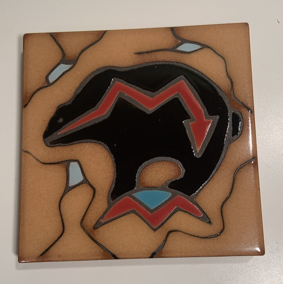 Mag Mor Studio ‘Native Bear’ Southwest Ceramic Art 4” Tile Wall Decor Hot Plate