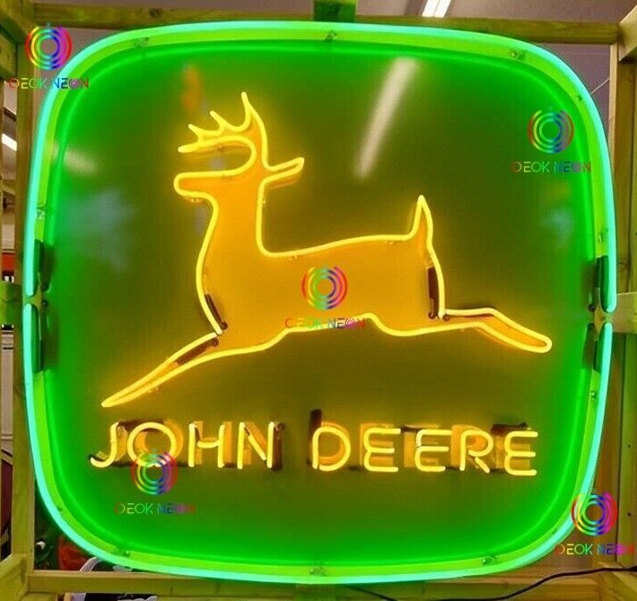 New John Deere Farm Tractor Farm Garage Barn Real Glass Neon Light Sign Man Cave