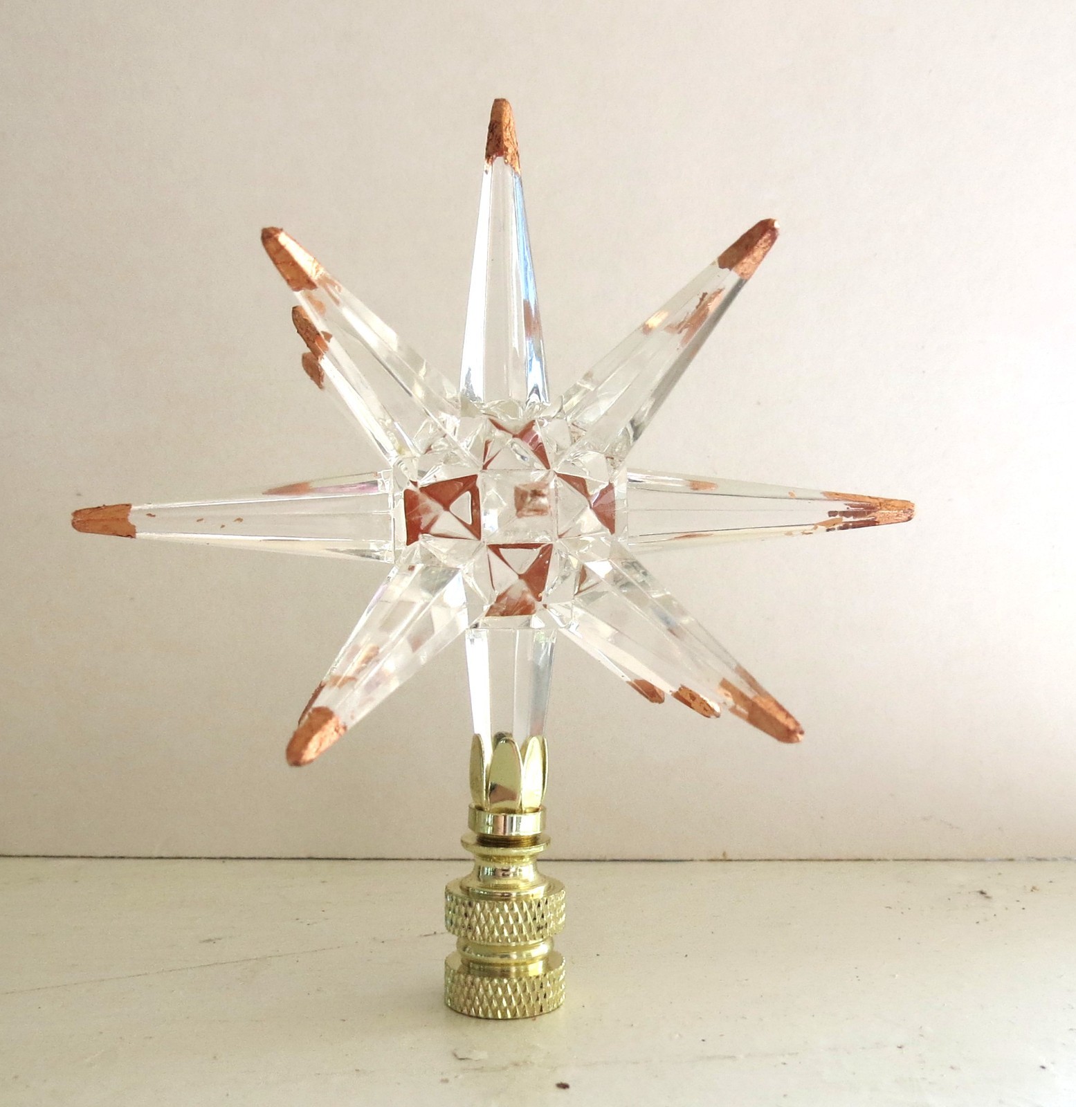 Copper tipped Vintage Retro Modern Lucite Starburst Lamp Finial a SINGLE Copper tipped Vintage Retro Modern Lucite Starburst Lamp Finial a SINGLE