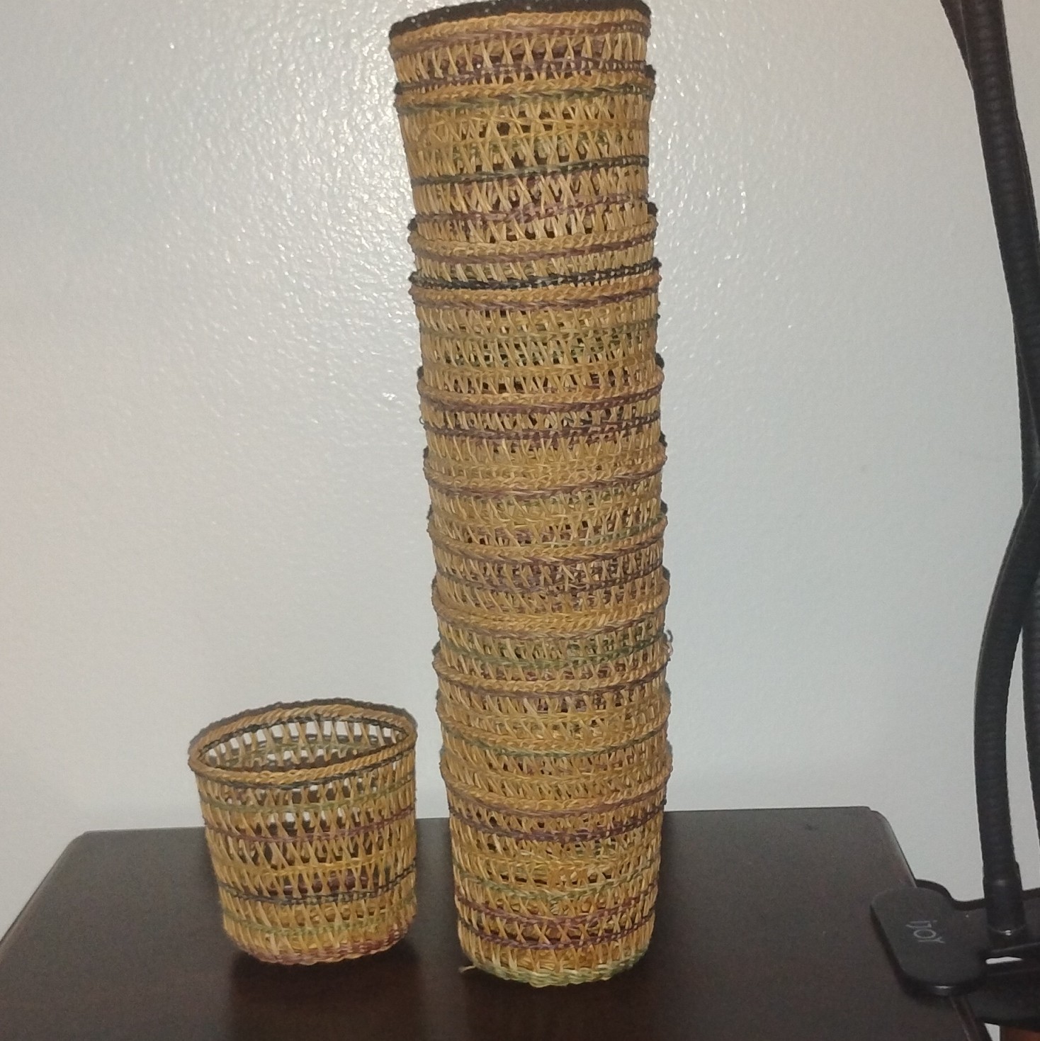 Vintage Woven Wicker Cup Glass Holders Set Of 12 Boho