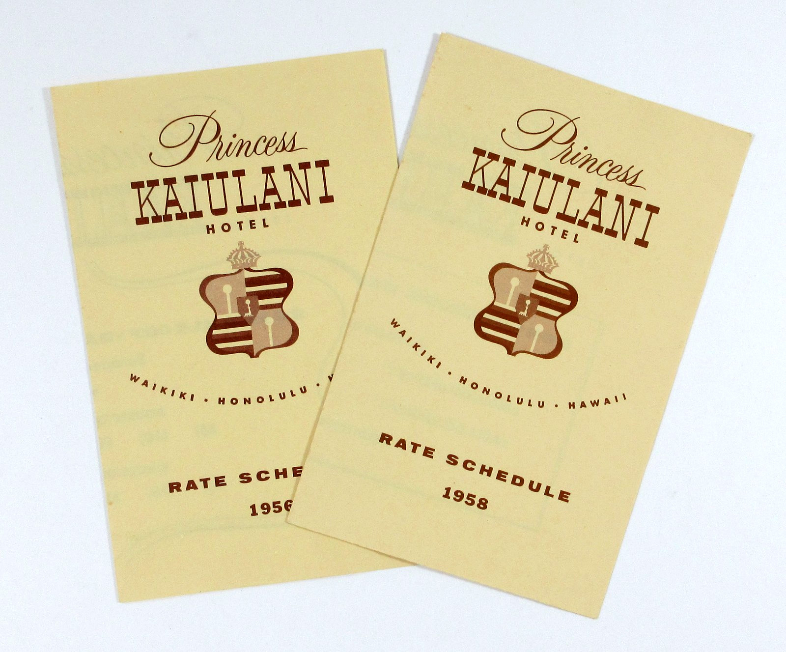 Vintage Hawaii Princess Kaiulani Hotel Brochure Rate Schedules Waikiki 1956 1958