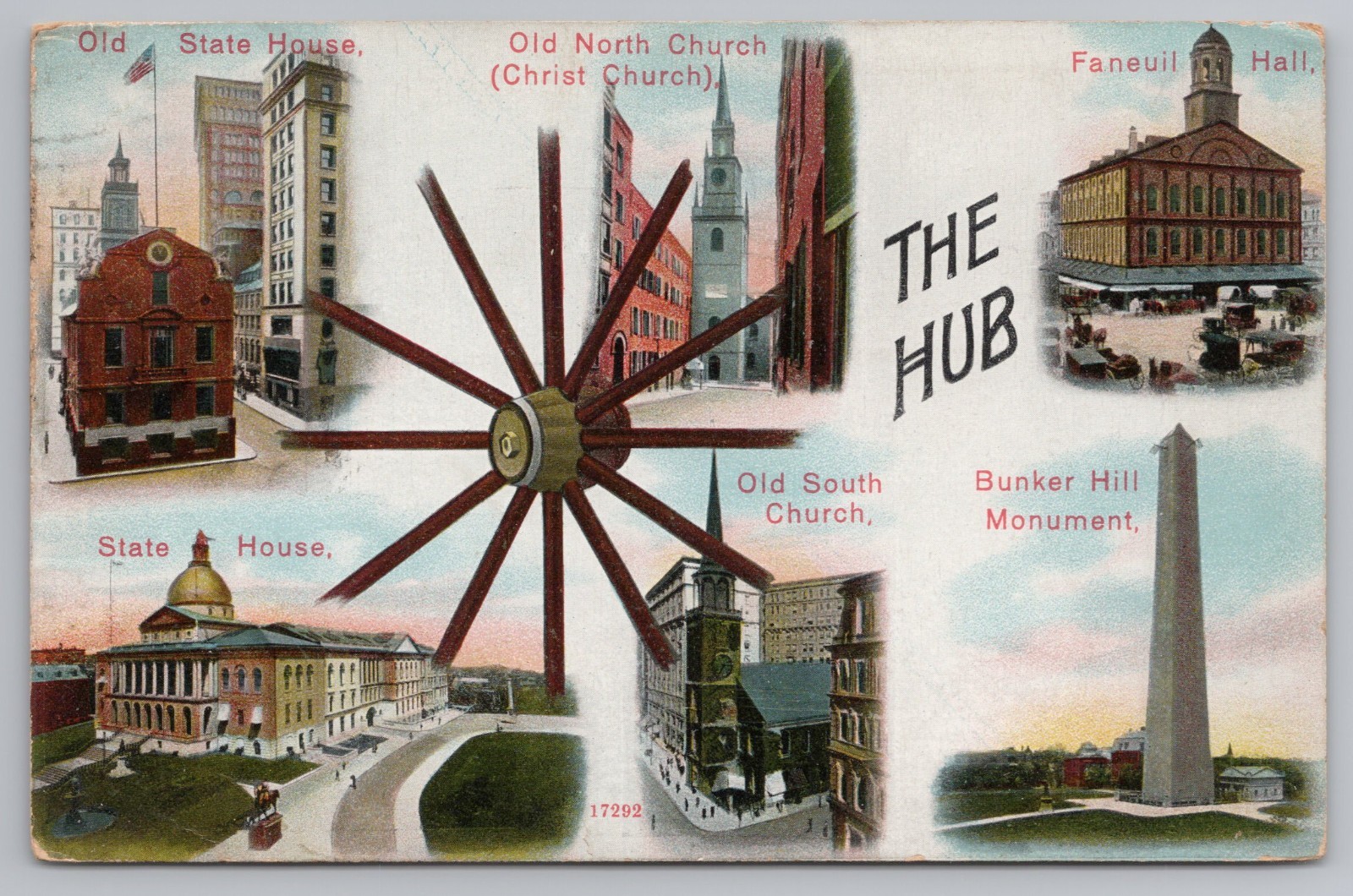 Boston Landmarks Postcard 1908 Old State House Faneuil Hall Vintage