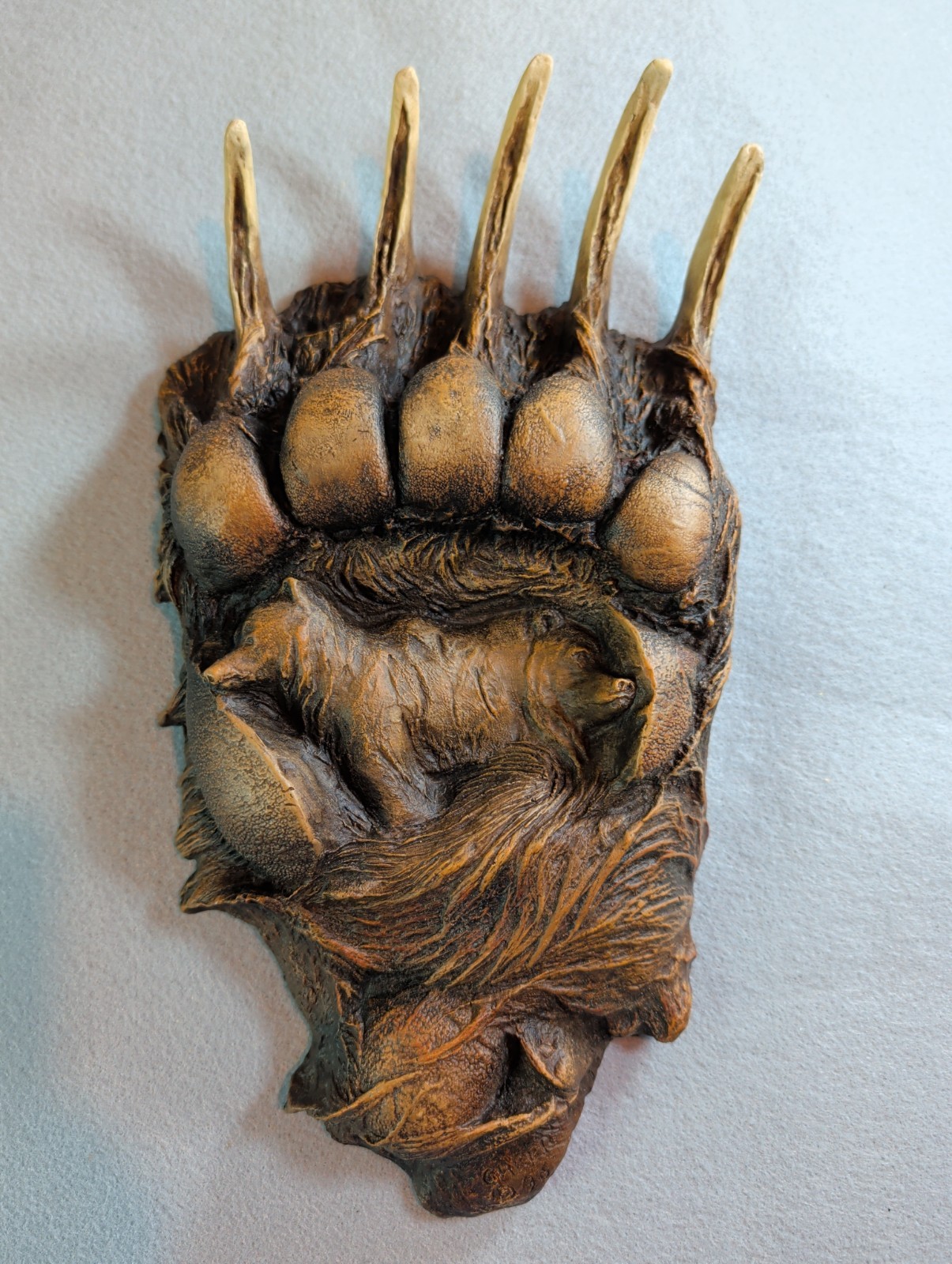 Rare Yellowstone Grizzly Bear Track Cast from 1970s Montana Stone Trek