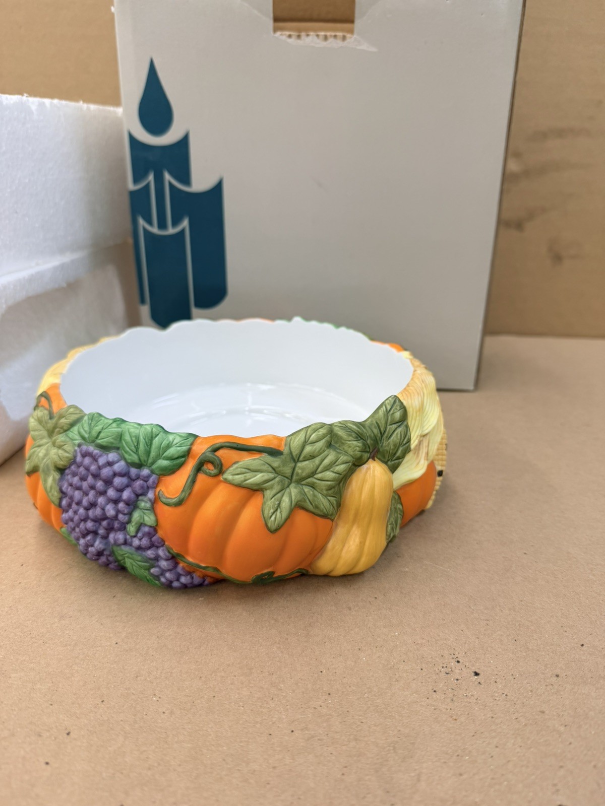 Vintage PartyLite P7409 Harvest Time 3-Wick Candle Holder Original Box Fall