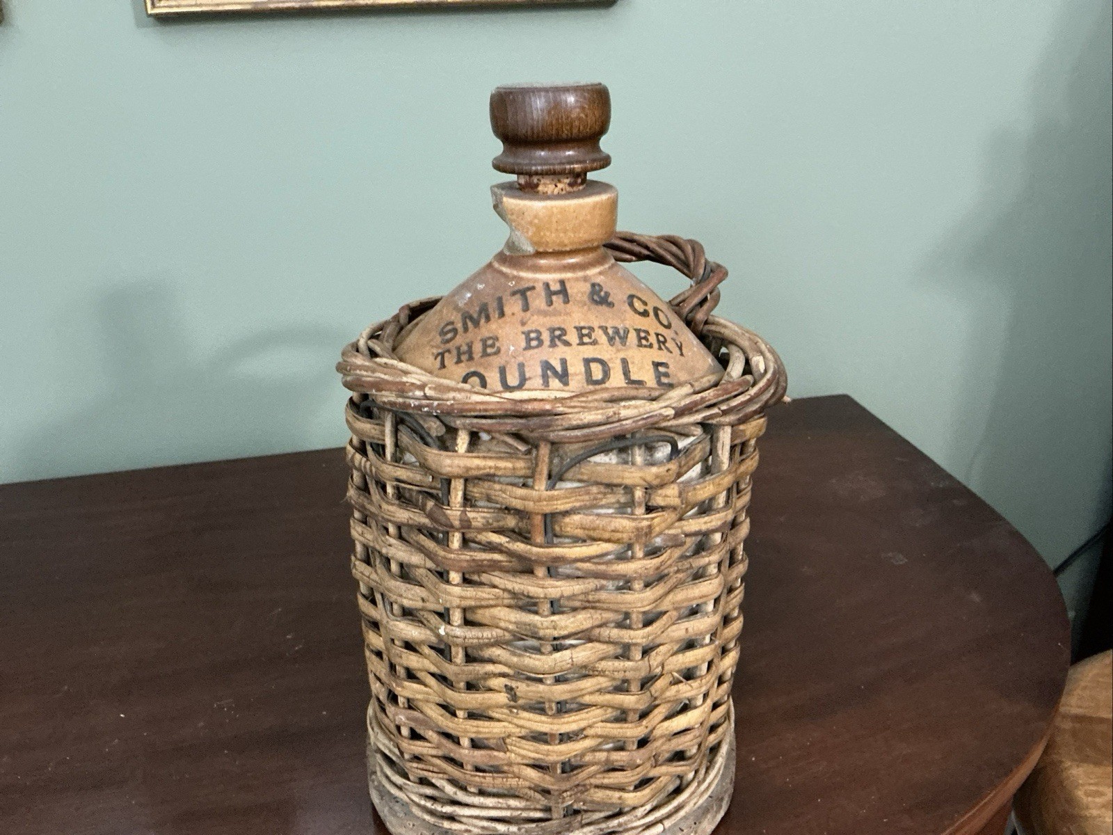 Smith & Co,Wicker Basket Brown Glass 14 in High Made in England  