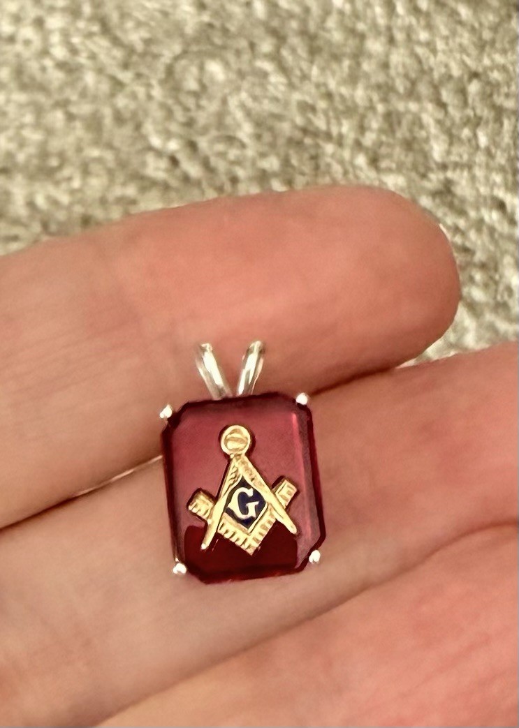 Vtg Stock Sterling Silver / 10k Masonic Freemason Pendant Vtg Stock Sterling Silver / 10k Masonic Freemason Pendant