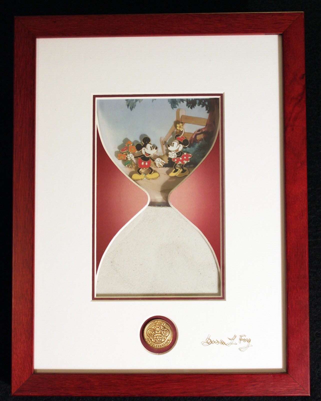 Walt Disney World SANDS OF TIME Framed PINS LTD ED of 50 Hour Glass Mickey Mouse