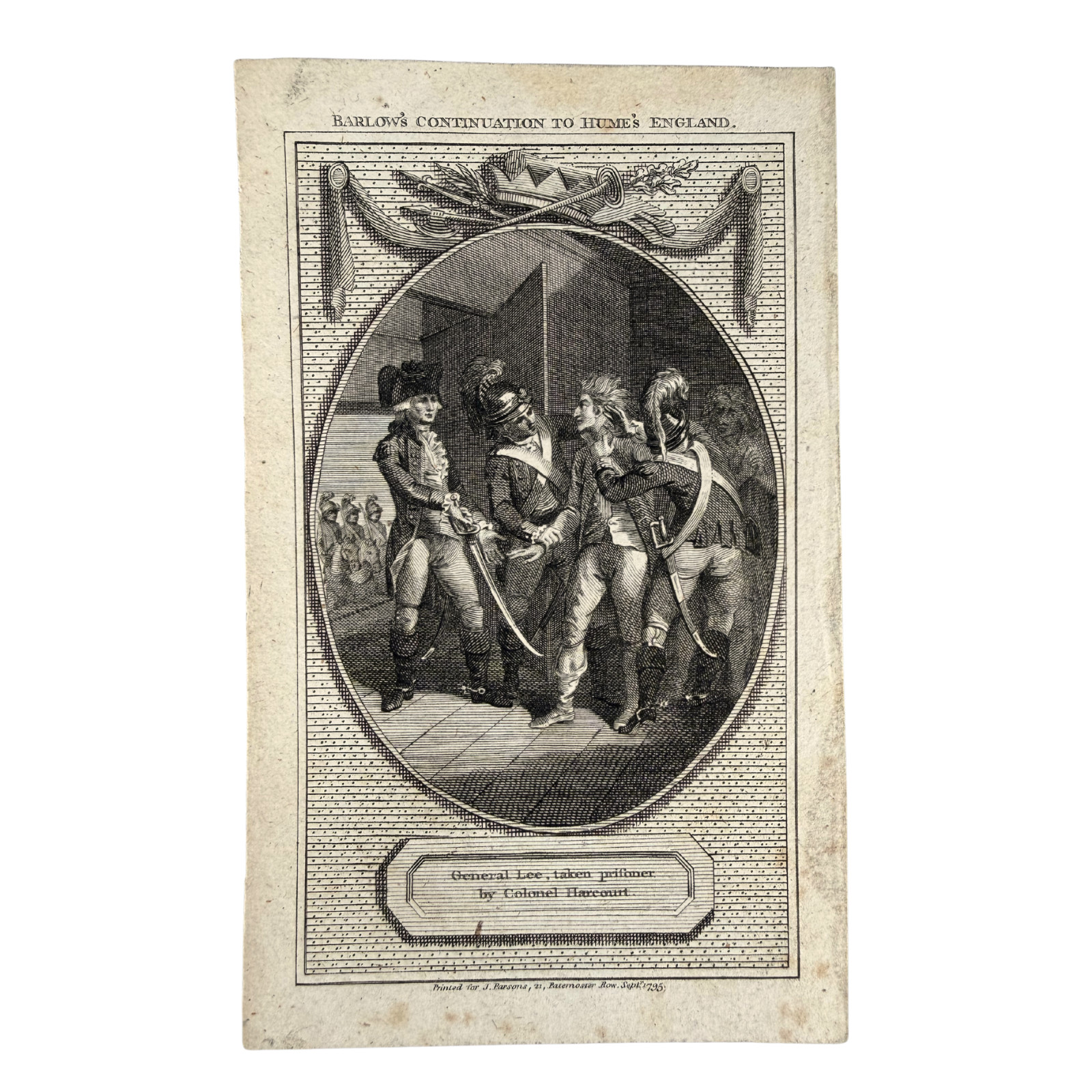 1795 American Revolution Engraving – Capture of General Charles Lee