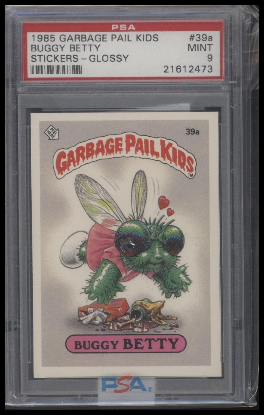 1985 Topps Garbage Pail Kids Series 1 #39a Buggy Betty PSA 9 Pop 42 Glossy 