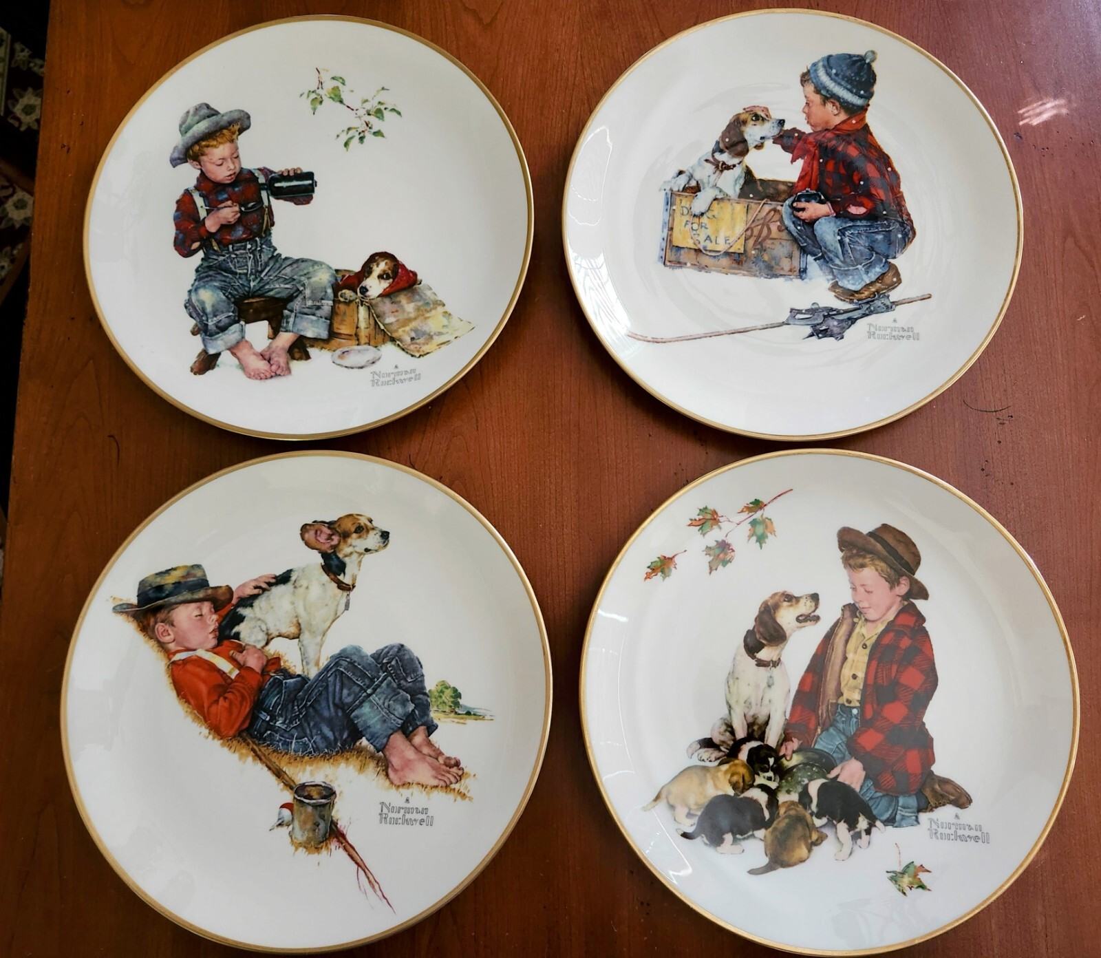 Vintage 1971 Norman Rockwell Four Seasons Plate Set